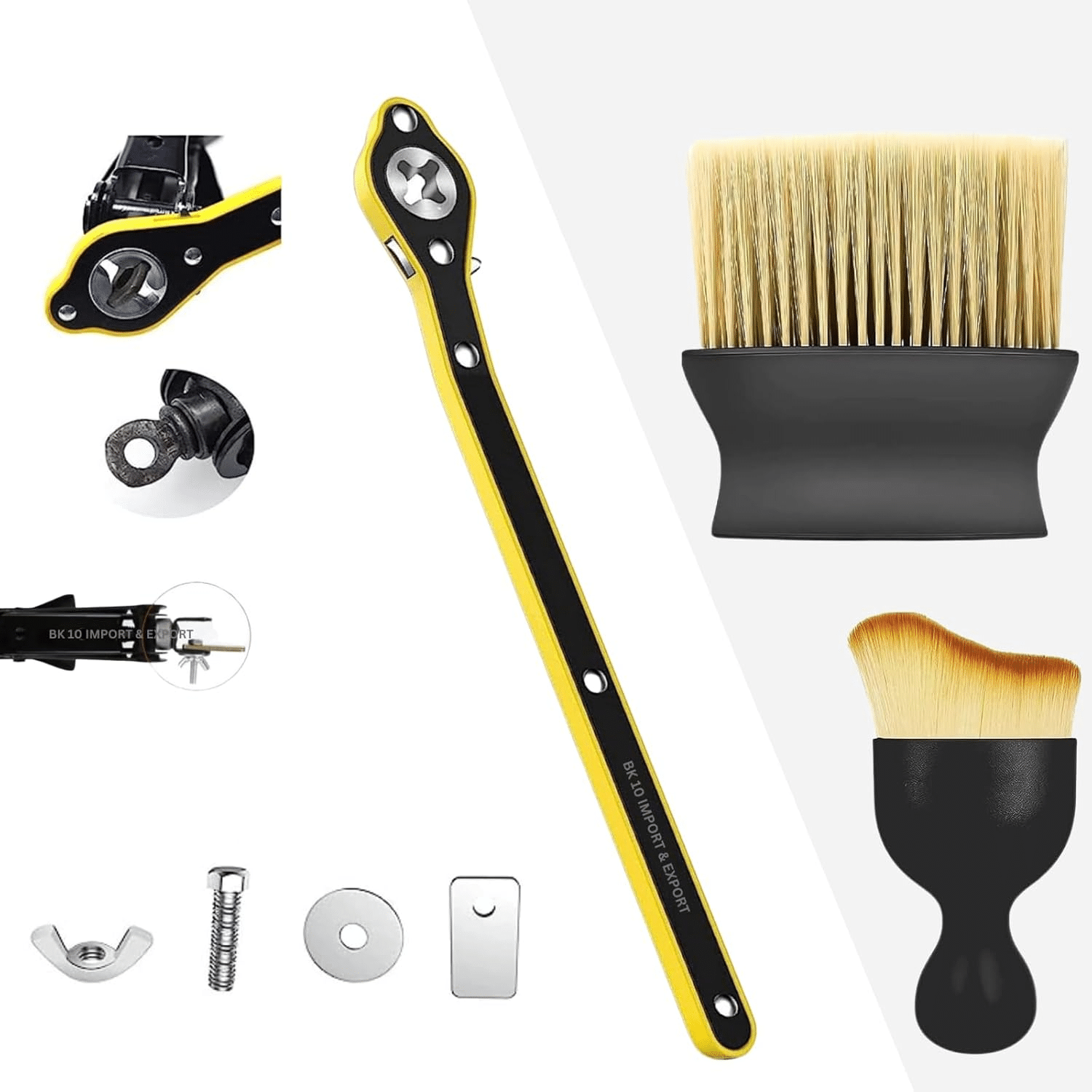     			BK 10 IMPORT & EXPORT Labor Saving Hand Car Jack Wrench with Car Interior AC Vents Cleaning Brush Combo 2 Pcs Detailing Soft Brush | Car Cleaning Brush |Jack Ratchet Wrench for Car