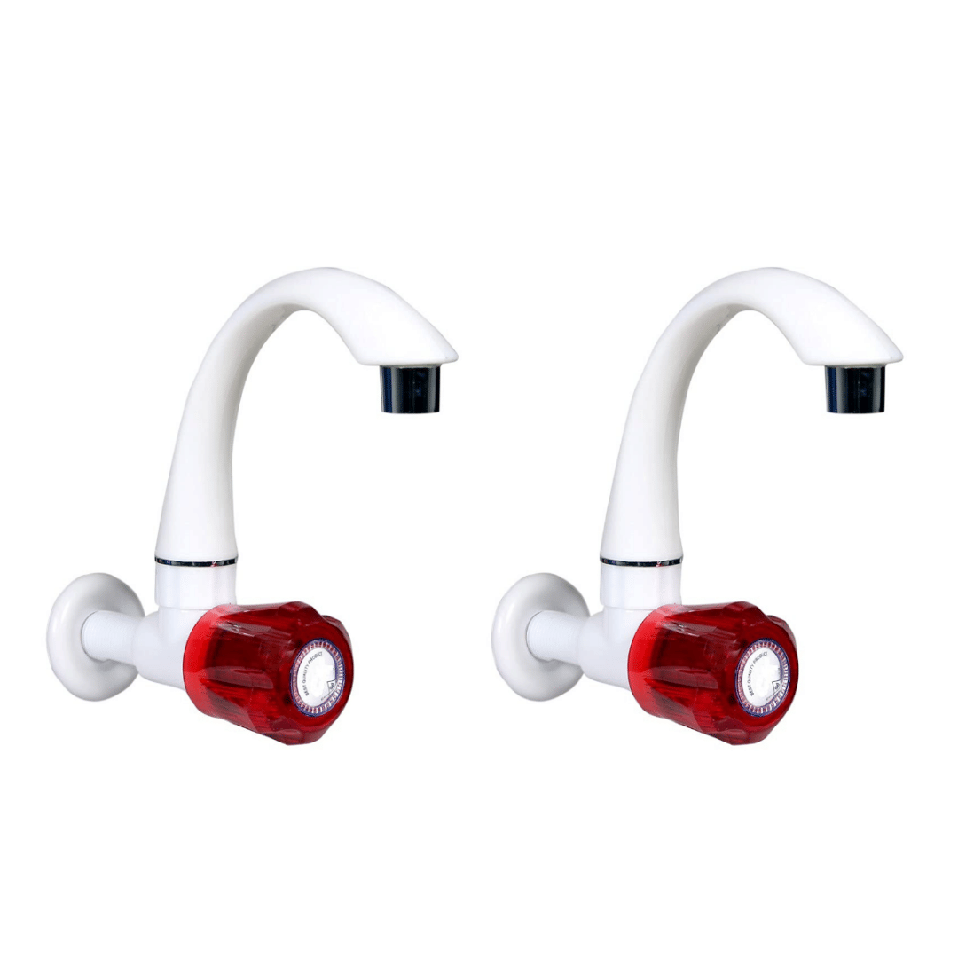 COSWARE Crystal Red PVC Sink Cock for Kitchen Sink - 2 PCS Plastic (ABS) Kitchen Sink Tap (Sink Cock)     			COSWARE Crystal Red PVC Sink Cock for Kitchen Sink - 2 PCS Plastic (ABS) Kitchen Sink Tap (Sink Cock)