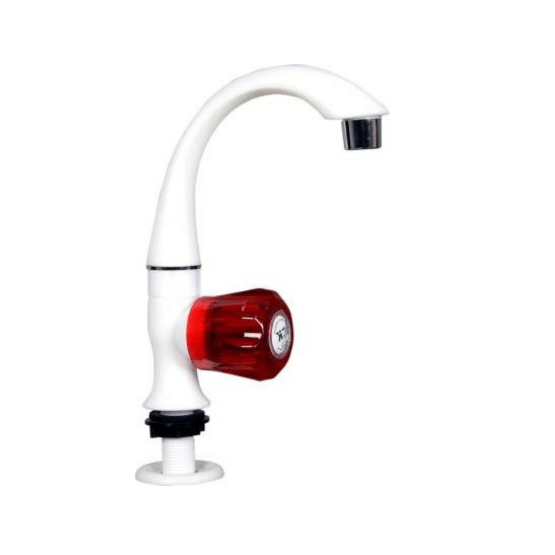    			COSWARE Crystal Red PVC Swan Neck for Wash Basin - 1 PCS Plastic (ABS) Wash Basin Tap (Pillar Cock)
