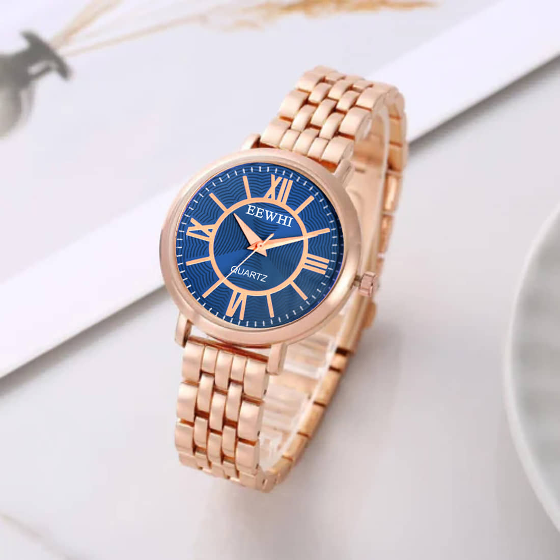 EEWHI Rose Gold Metal Analog Womens Watch