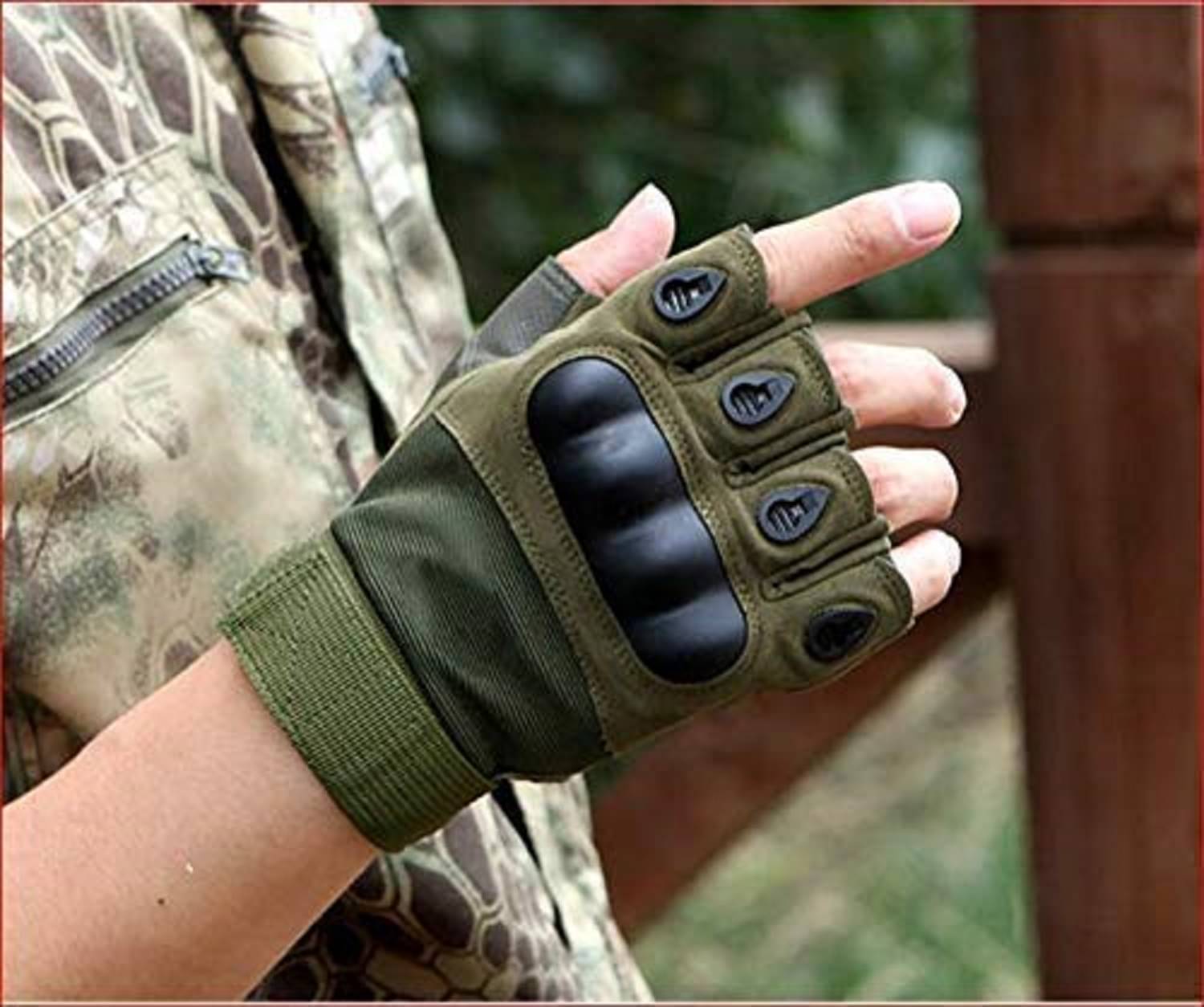     			Gjshop Green Nylon Men's Fingerless Gloves ( Pack of 1 )