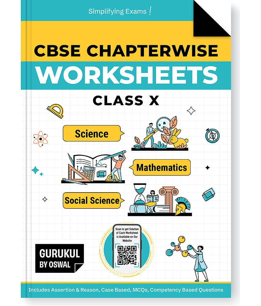 Gurukul By Oswal CBSE Chapterwise Worksheets Class 10 Exam 2026 - Maths, Science, and Social Science (Competency Based Questions, MCQs, Case Based Qs)