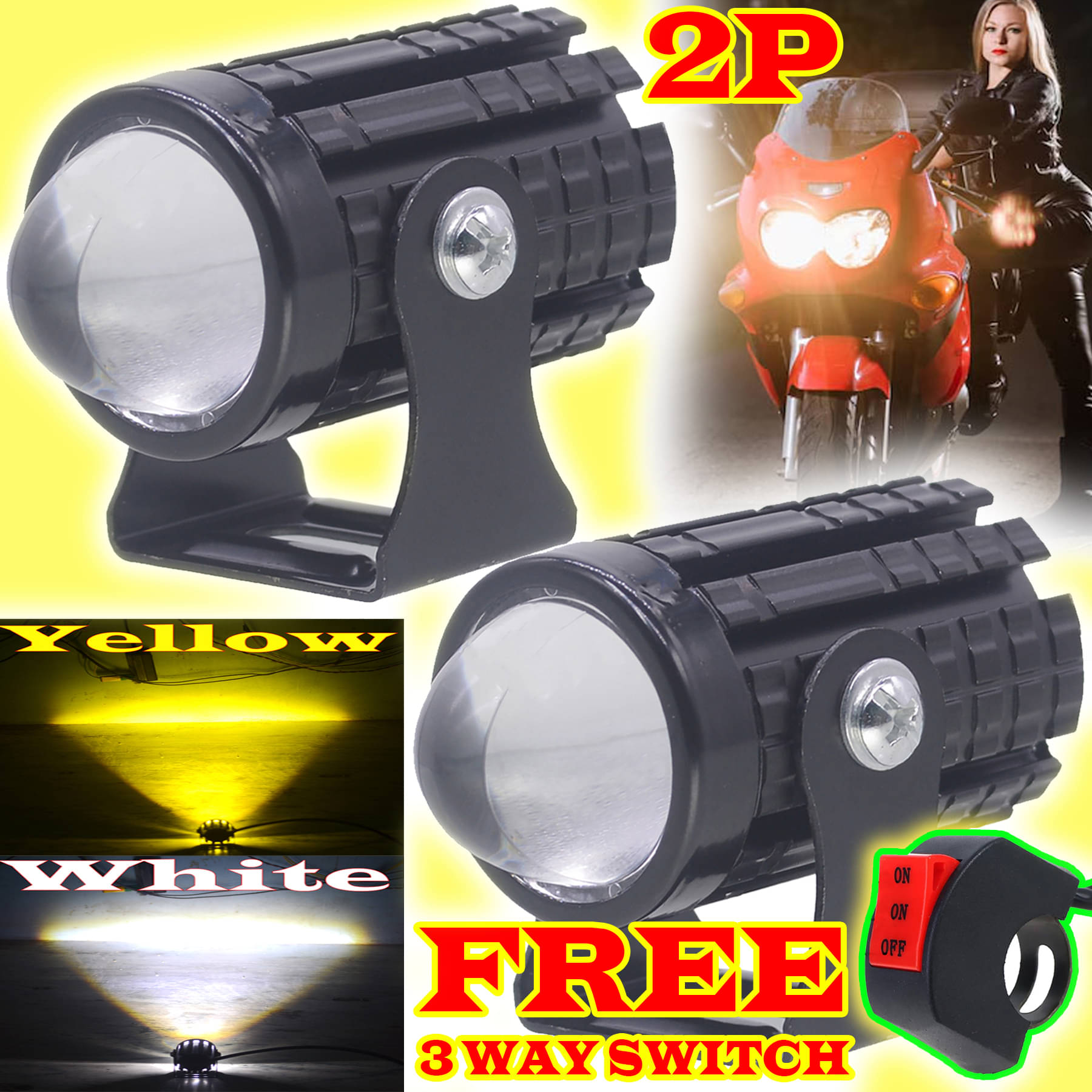     			JMALL Front Left & Right Fog Light For All Car and Bike Models ( Set of 2 )