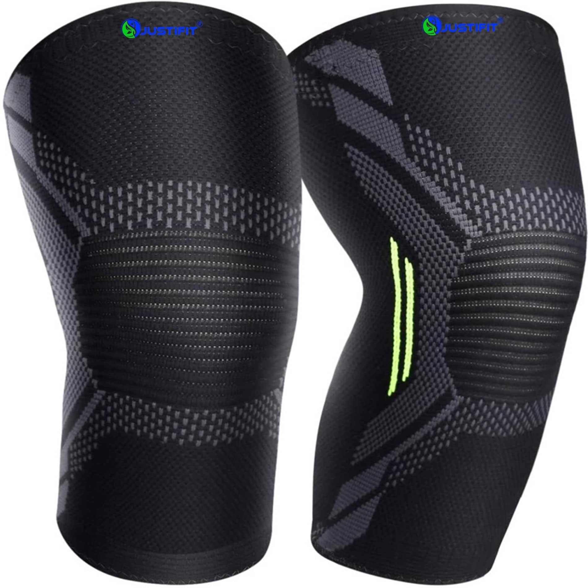 JUSTIFIT Unisex Sports Knee Supports Pair of 1 Black ( S - Size )