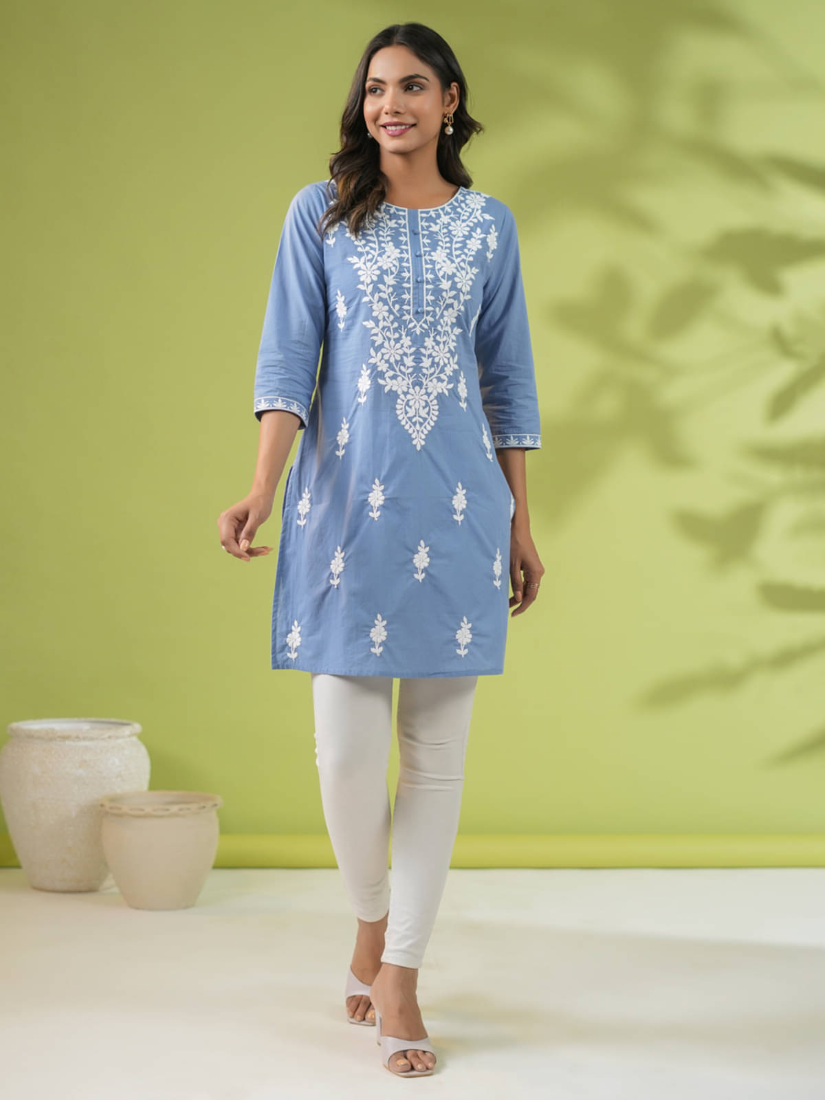     			Janasya Women's Cotton Tunic ( Blue )
