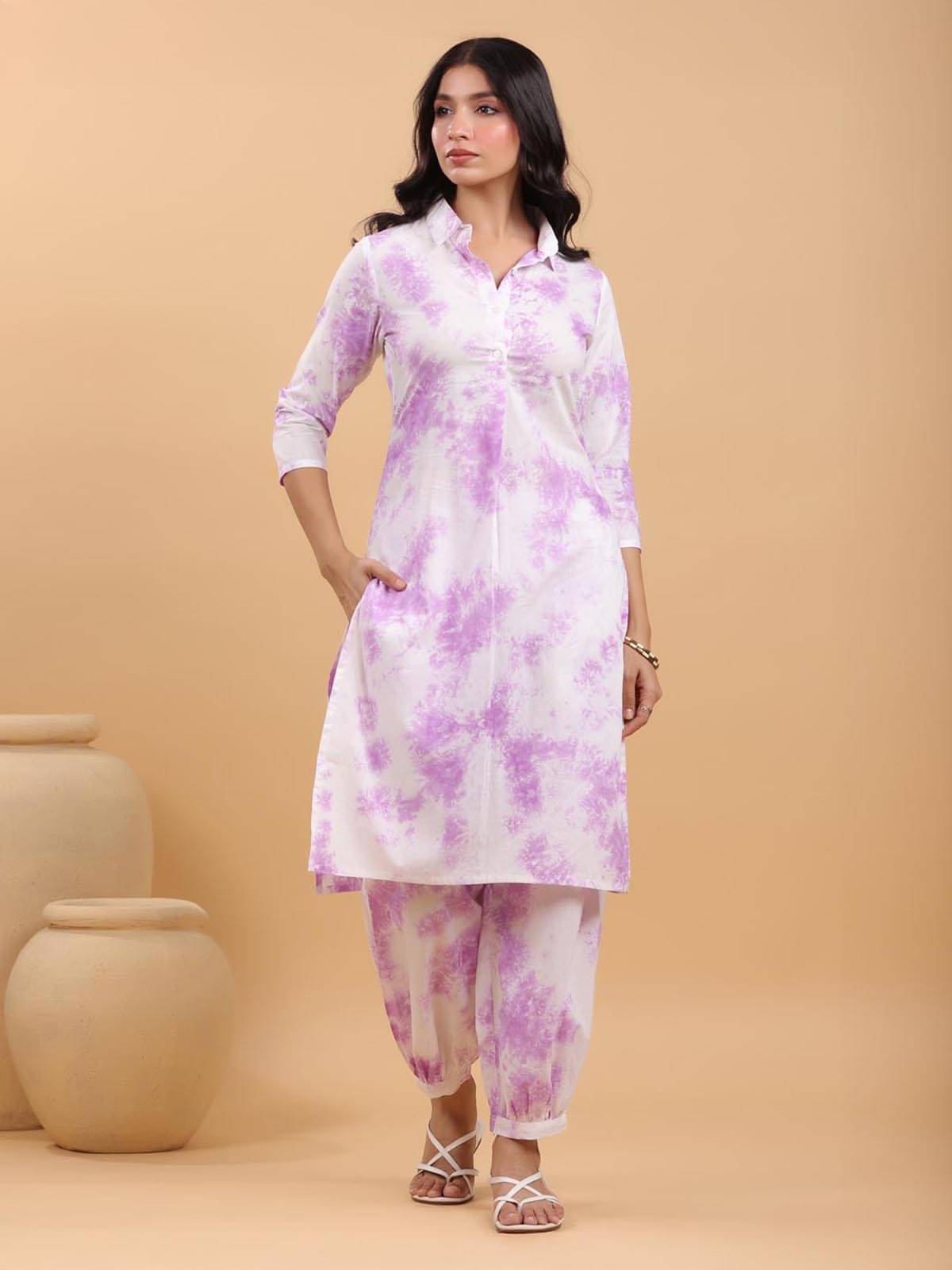 Janasya Cotton Dyed Kurti With Pants Women's Stitched Salwar Suit - White ( Pack of 1 )     			Janasya Cotton Dyed Kurti With Pants Women's Stitched Salwar Suit - White ( Pack of 1 )