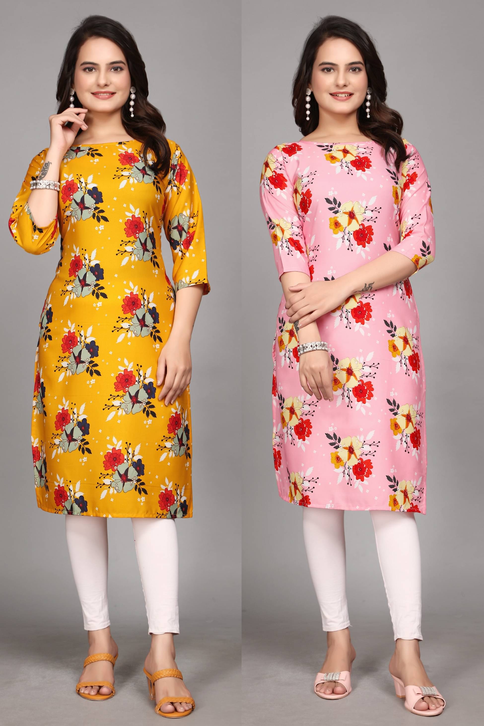     			KALAVRITTA Pack of 2 Crepe Printed Straight Women's Kurti - ( Multicoloured )