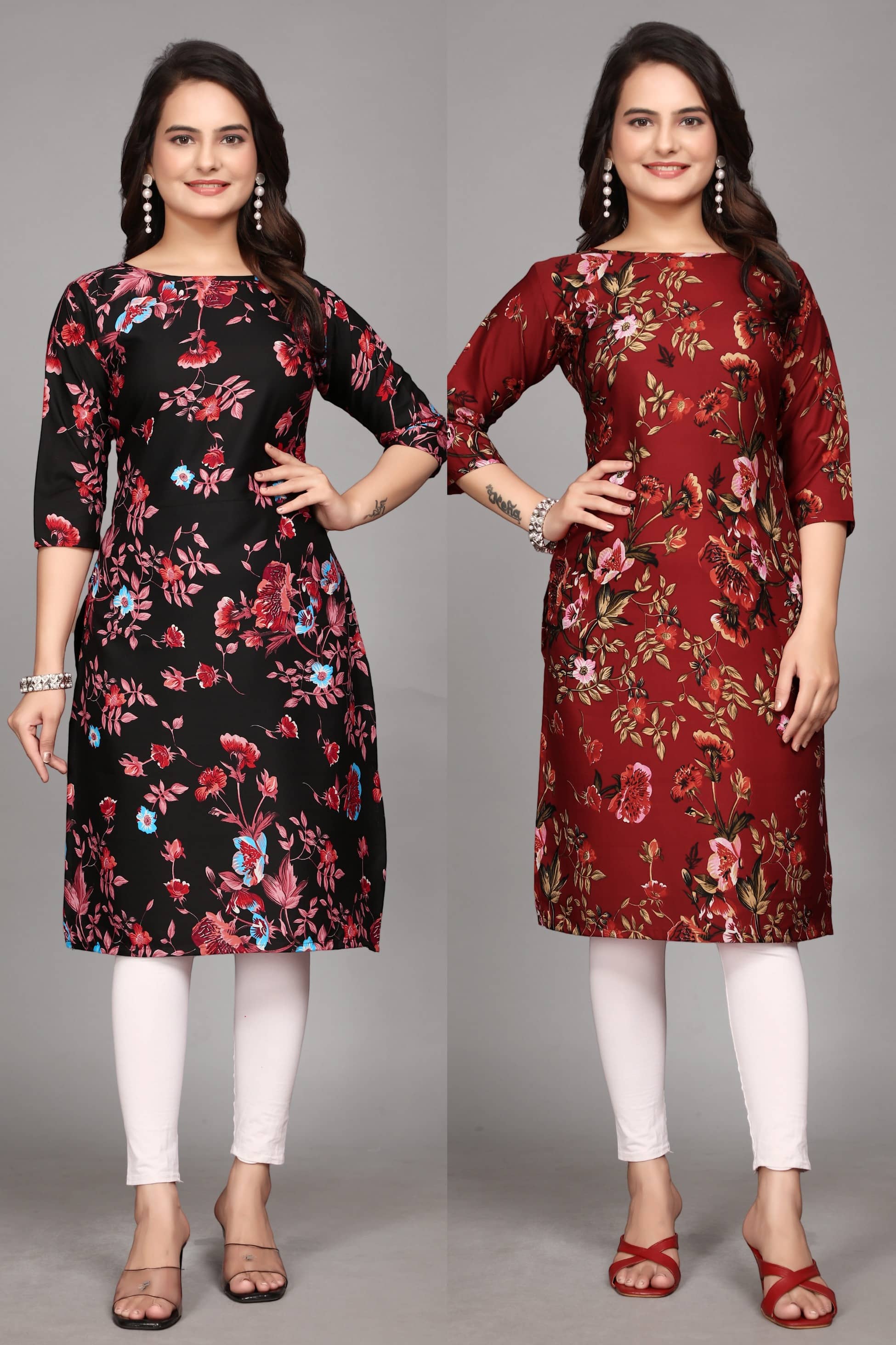 KALAVRITTA Pack of 2 Crepe Printed Straight Women's Kurti - ( Multicoloured ) - Kurtis, Tunics | Buy online on ZillyBuy