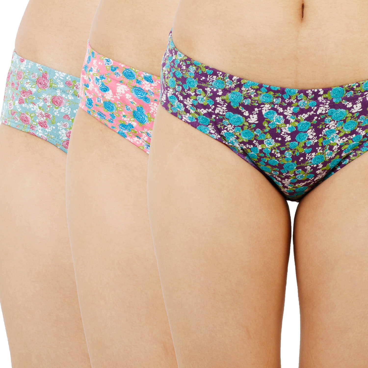 Ladyland Pack of 3 Cotton Hipster For Women ( Multicolor )