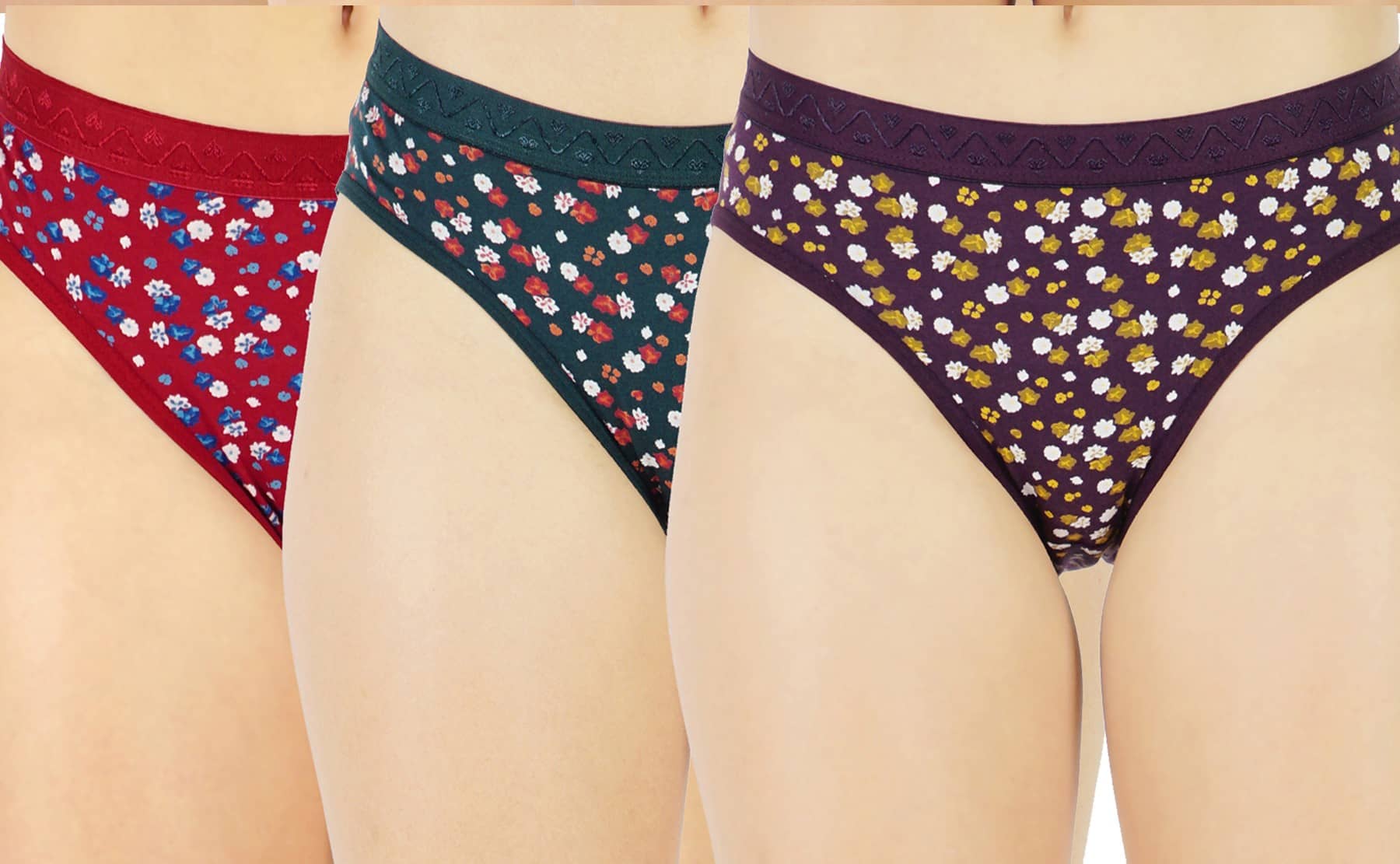 Ladyland Pack of 3 Cotton Hipster For Women ( Multicolor )