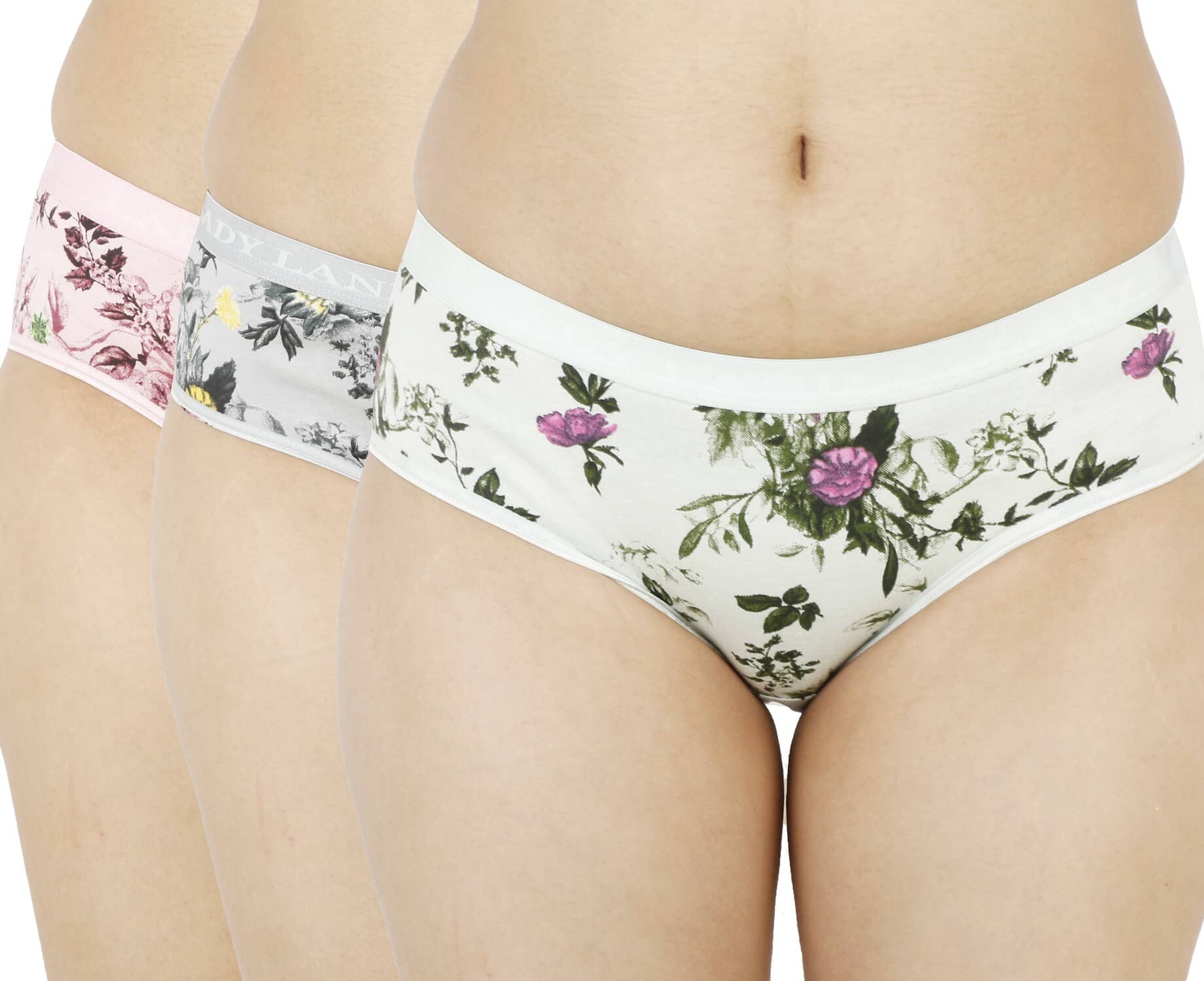 Ladyland Pack of 3 Cotton Hipster For Women ( Multicolor )