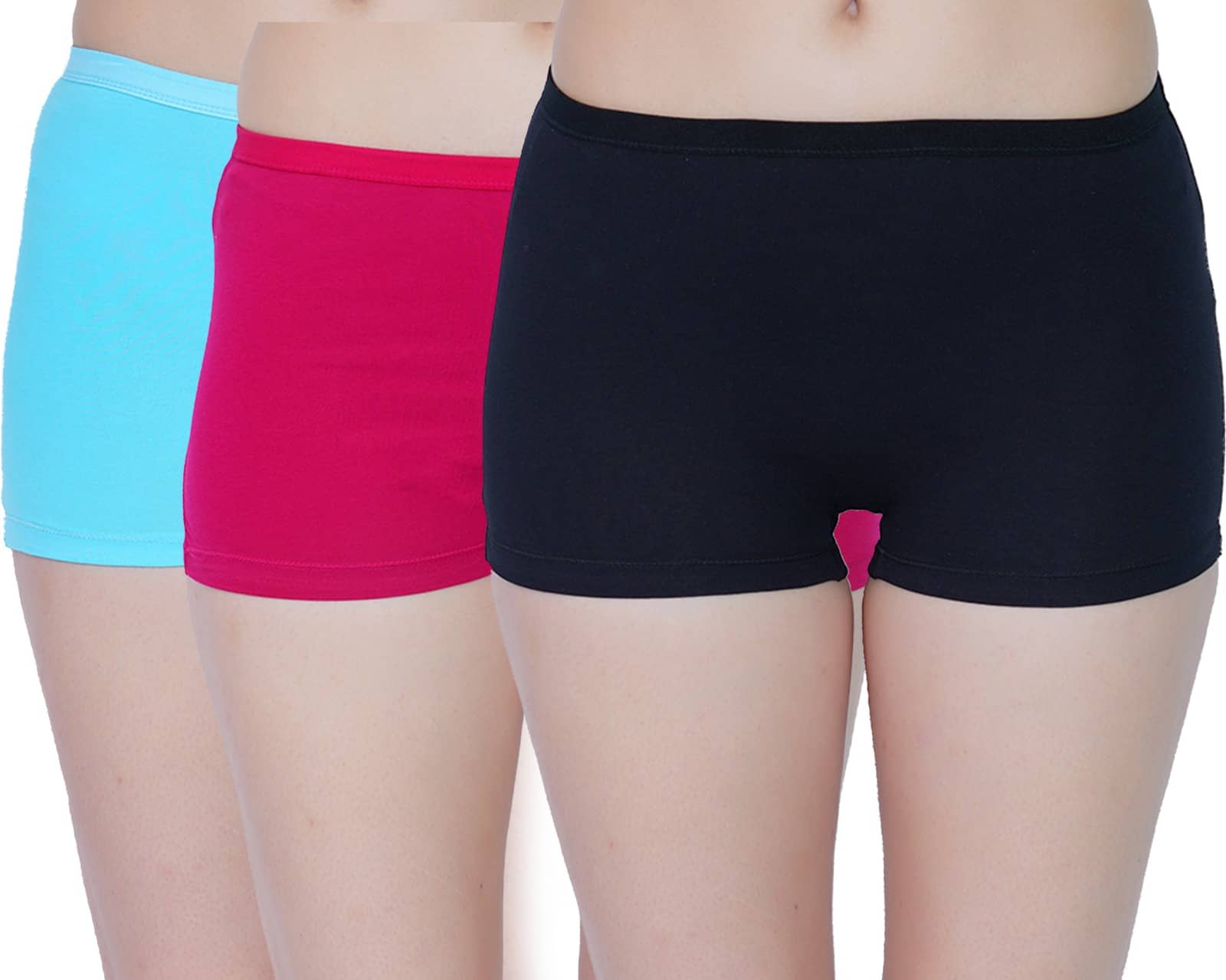Ladyland Pack of 3 Cotton Lycra Boy Shorts For Women ( Multi Color )