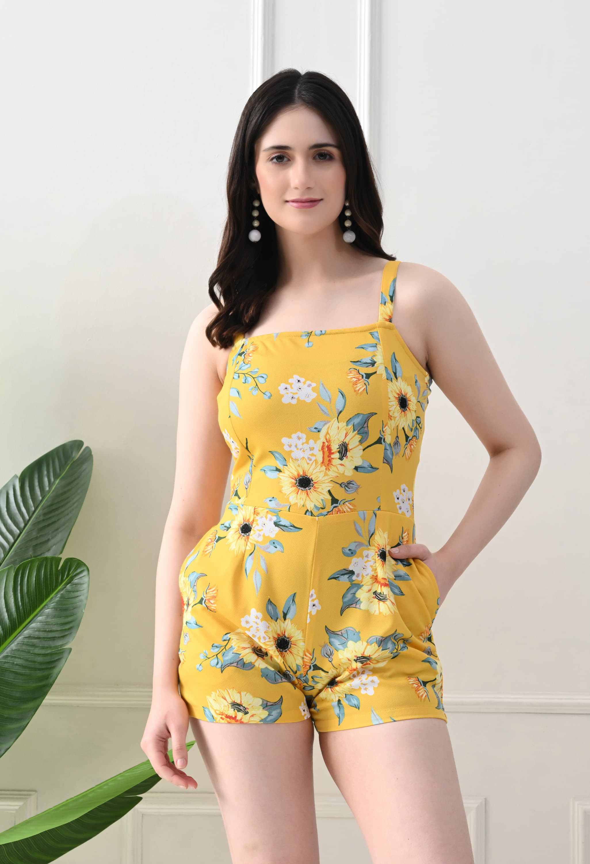     			Lihana Yellow Cotton Blend Regular Fit Women's Jumpsuit ( Pack of 1 )