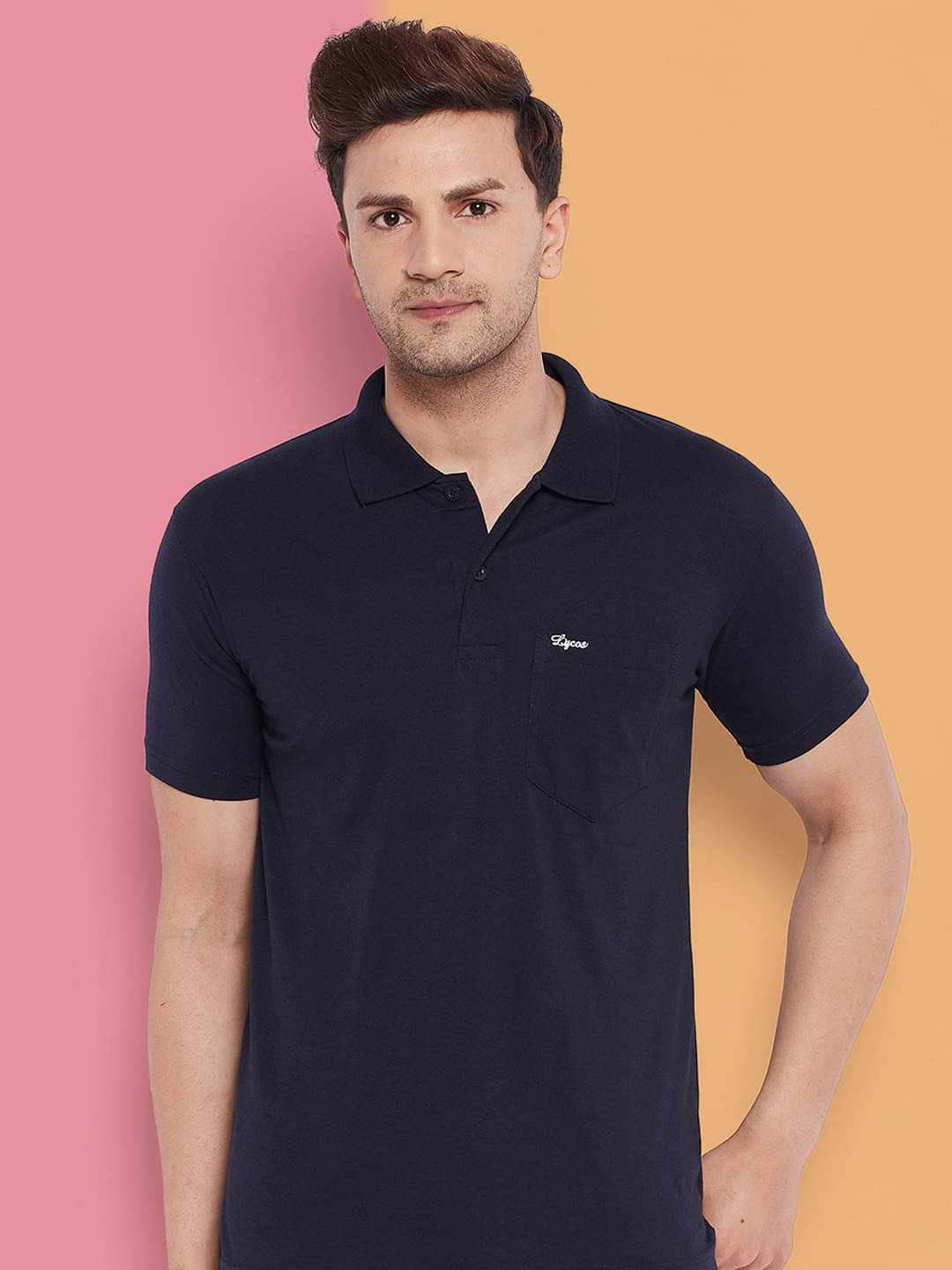 Lycos Pack of 1 Cotton Blend Regular Fit Solid Half Sleeves Men's Polo T Shirt ( Navy ) Lycos Pack of 1 Cotton Blend Regular Fit Solid Half Sleeves Men's Polo T Shirt ( Navy )