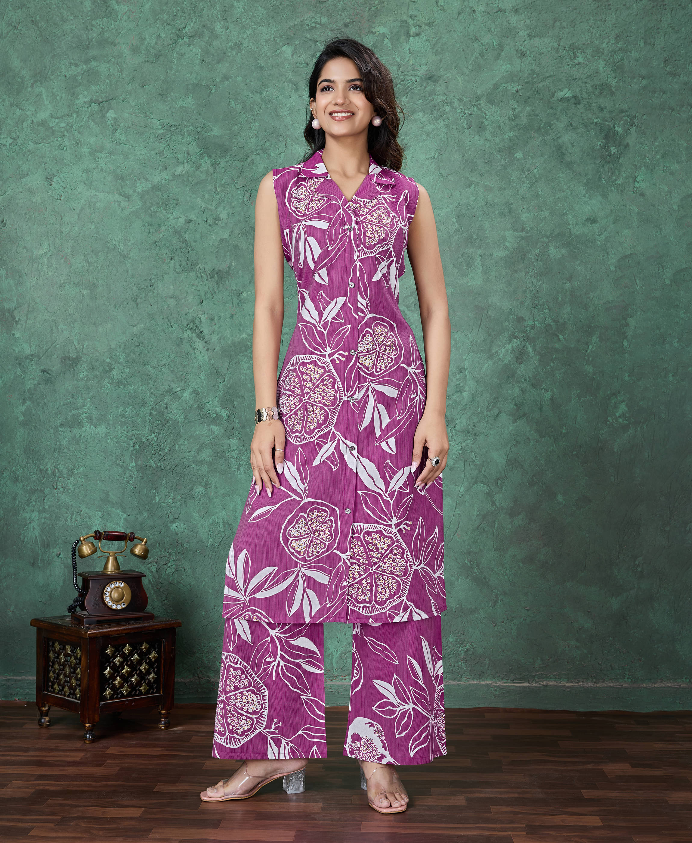 MOJILAA Viscose Printed Kurti With Palazzo Women's Stitched Salwar Suit - Magenta ( Pack of 1 ) MOJILAA Viscose Printed Kurti With Palazzo Women's Stitched Salwar Suit - Magenta ( Pack of 1 )