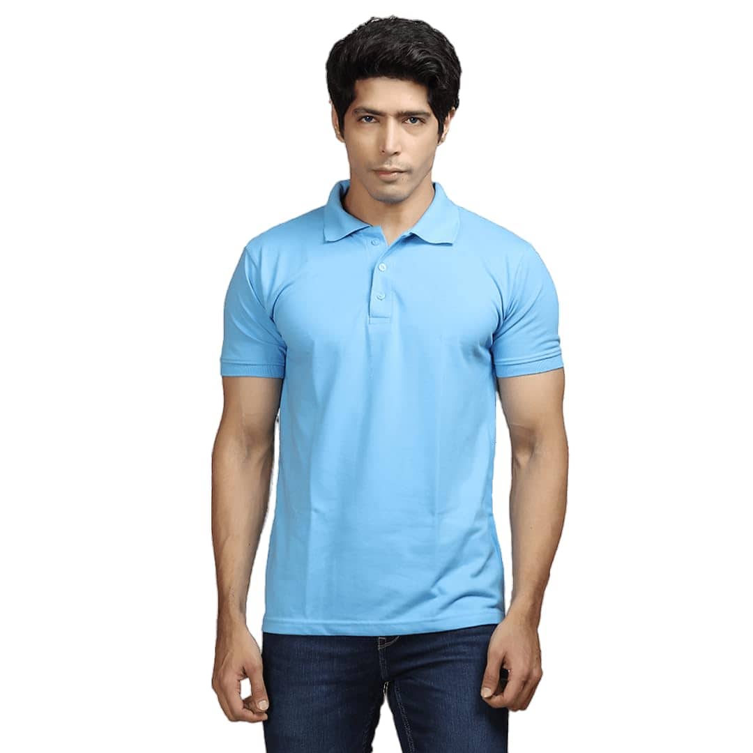 NEOCARDIN Men Polyester Regular Fit Solid Polo T Shirt ( Sky Blue )