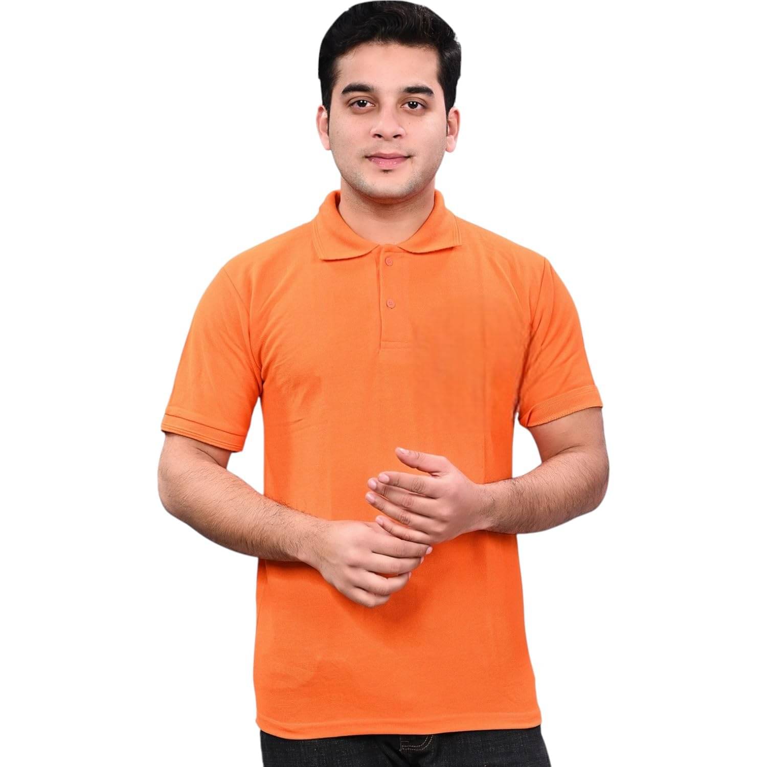 NEOCARDIN Pack of 1 Cotton Blend Regular Fit Solid Half Sleeves Men's Polo T Shirt ( Orange ) NEOCARDIN Pack of 1 Cotton Blend Regular Fit Solid Half Sleeves Men's Polo T Shirt ( Orange )