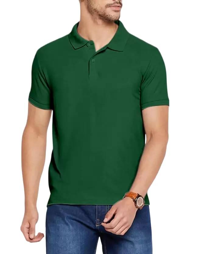     			NEOCARDIN Pack of 1 Cotton Blend Regular Fit Solid Half Sleeves Men's Polo T Shirt ( Green )