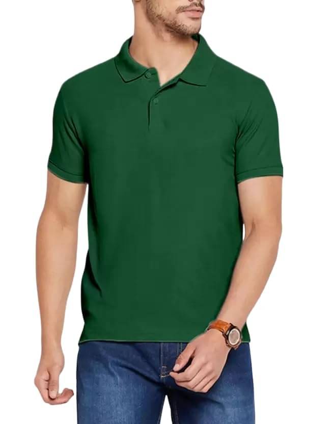 NEOCARDIN Pack of 1 Cotton Blend Regular Fit Solid Half Sleeves Men's Polo T Shirt ( Green ) NEOCARDIN Pack of 1 Cotton Blend Regular Fit Solid Half Sleeves Men's Polo T Shirt ( Green )