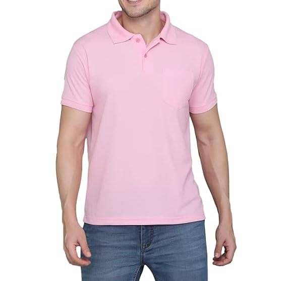     			NEOCARDIN Pack of 1 Cotton Blend Regular Fit Solid Half Sleeves Men's Polo T Shirt ( Pink )