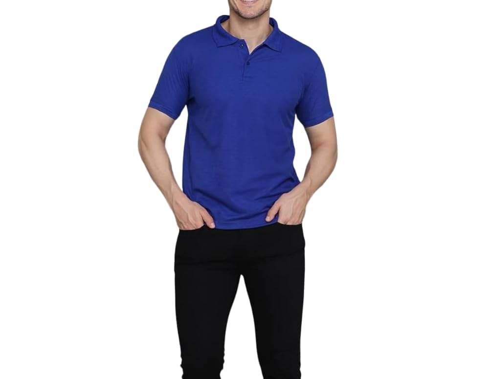     			NEOCARDIN Pack of 1 Cotton Blend Regular Fit Solid Half Sleeves Men's Polo T Shirt ( Blue )