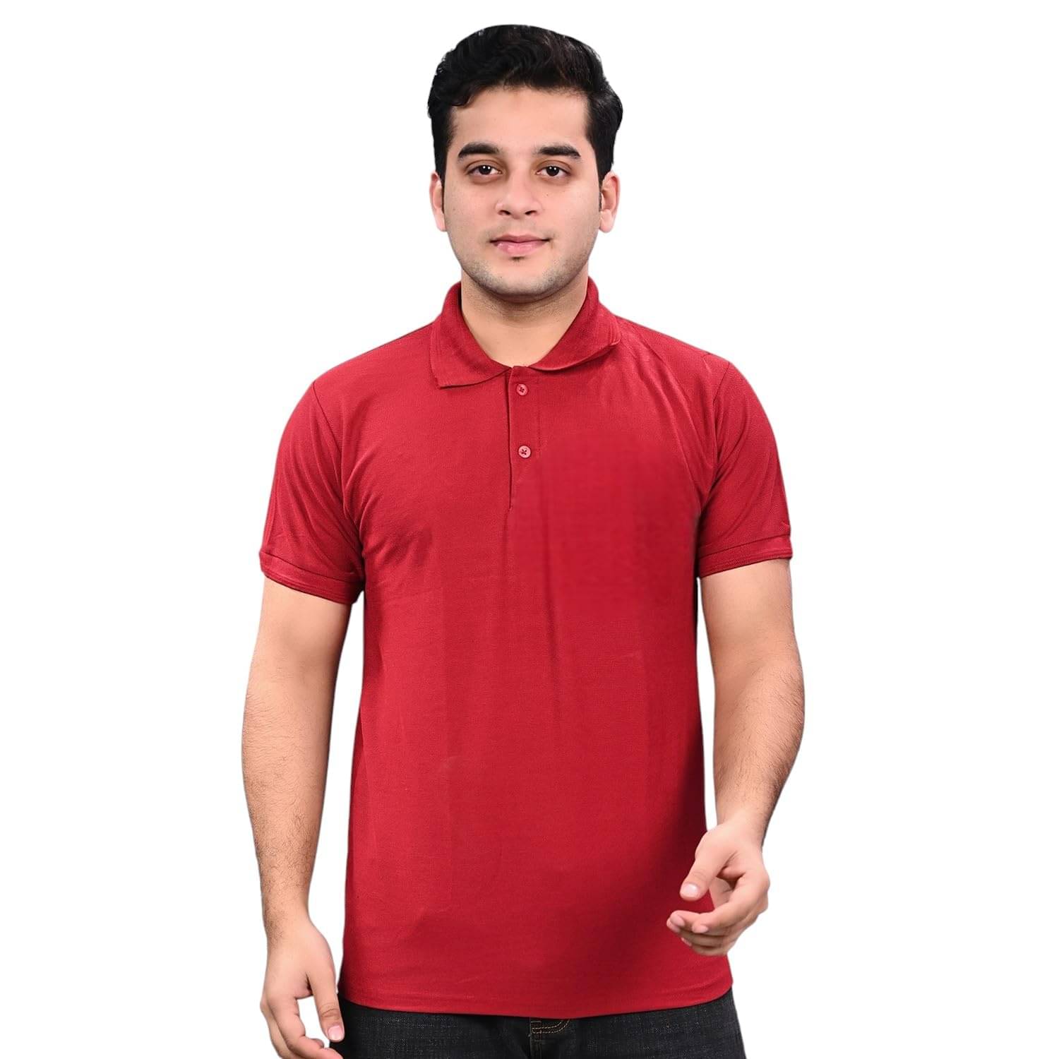     			NEOCARDIN Pack of 1 Cotton Blend Regular Fit Solid Half Sleeves Men's Polo T Shirt ( Maroon )