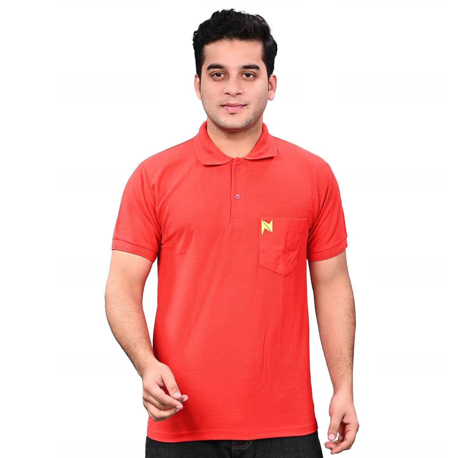 NEOCARDIN Pack of 1 Cotton Blend Regular Fit Solid Half Sleeves Men's Polo T Shirt ( Red ) NEOCARDIN Pack of 1 Cotton Blend Regular Fit Solid Half Sleeves Men's Polo T Shirt ( Red )