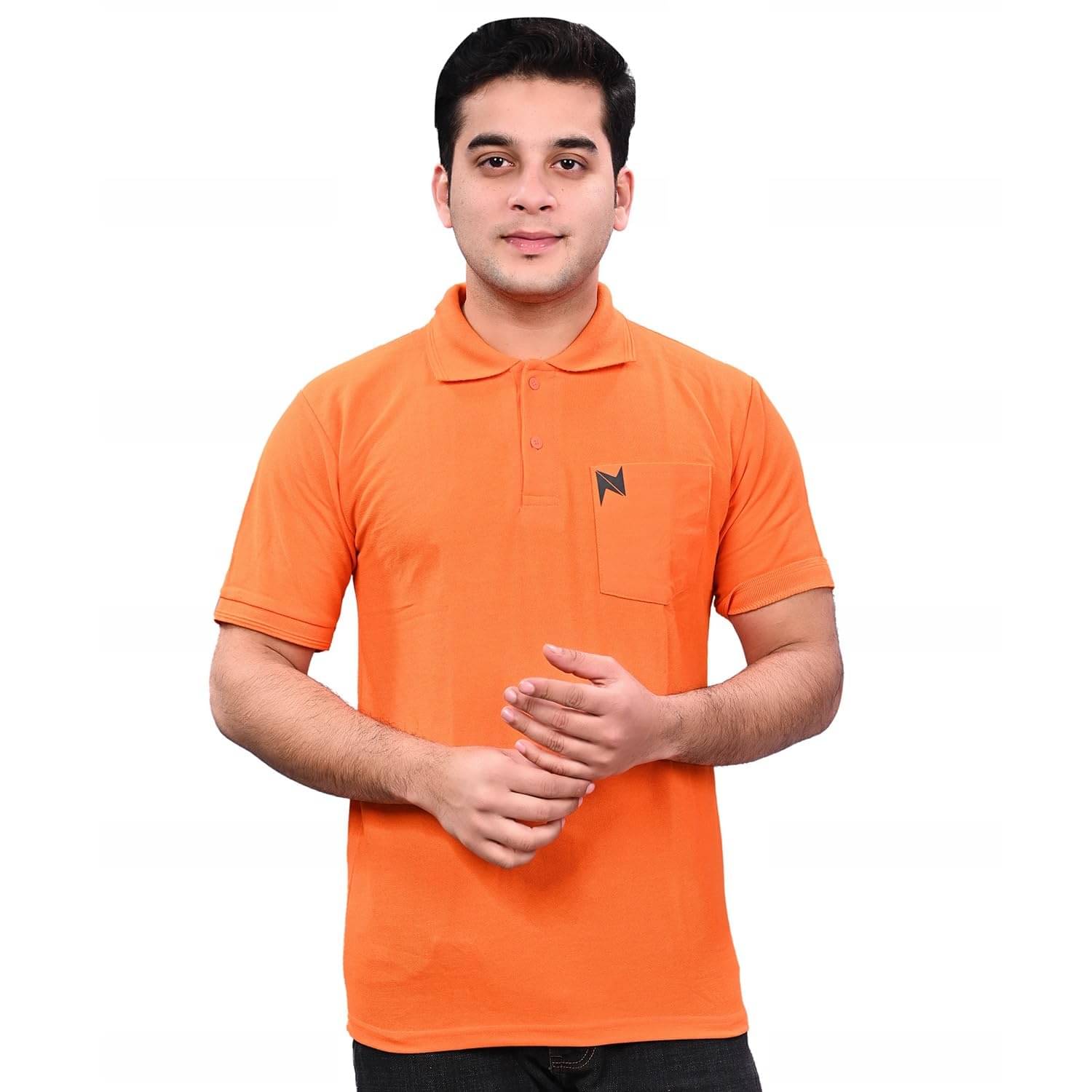     			NEOCARDIN Pack of 1 Polyester Regular Fit Solid Half Sleeves Men's Polo T Shirt ( Orange )