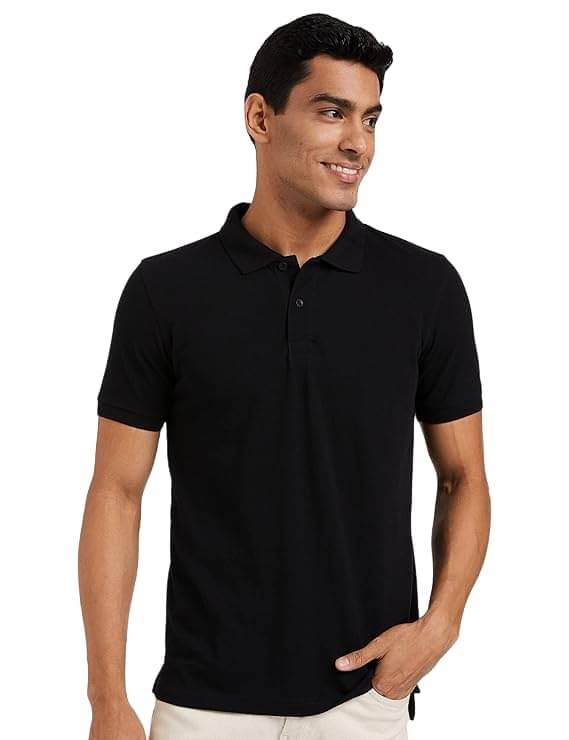     			NEOCARDIN Pack of 1 Polyester Regular Fit Solid Half Sleeves Men's Polo T Shirt ( Black )
