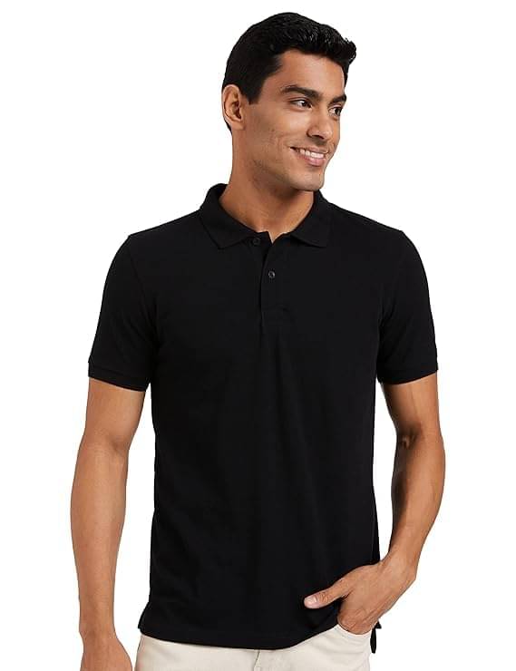     			NEOCARDIN Pack of 1 Polyester Regular Fit Solid Half Sleeves Men's Polo T Shirt ( Black )