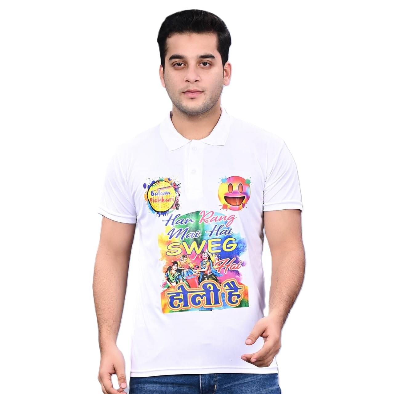     			NEOCARDIN Pack of 1 Polyester Regular Fit Printed Half Sleeves Men's Polo T Shirt ( White )
