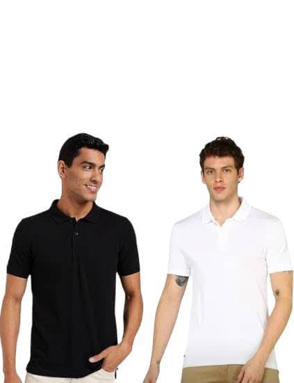 NEOCARDIN Pack of 2 Cotton Blend Regular Fit Solid Half Sleeves Men's Polo T Shirt ( Multicolor )