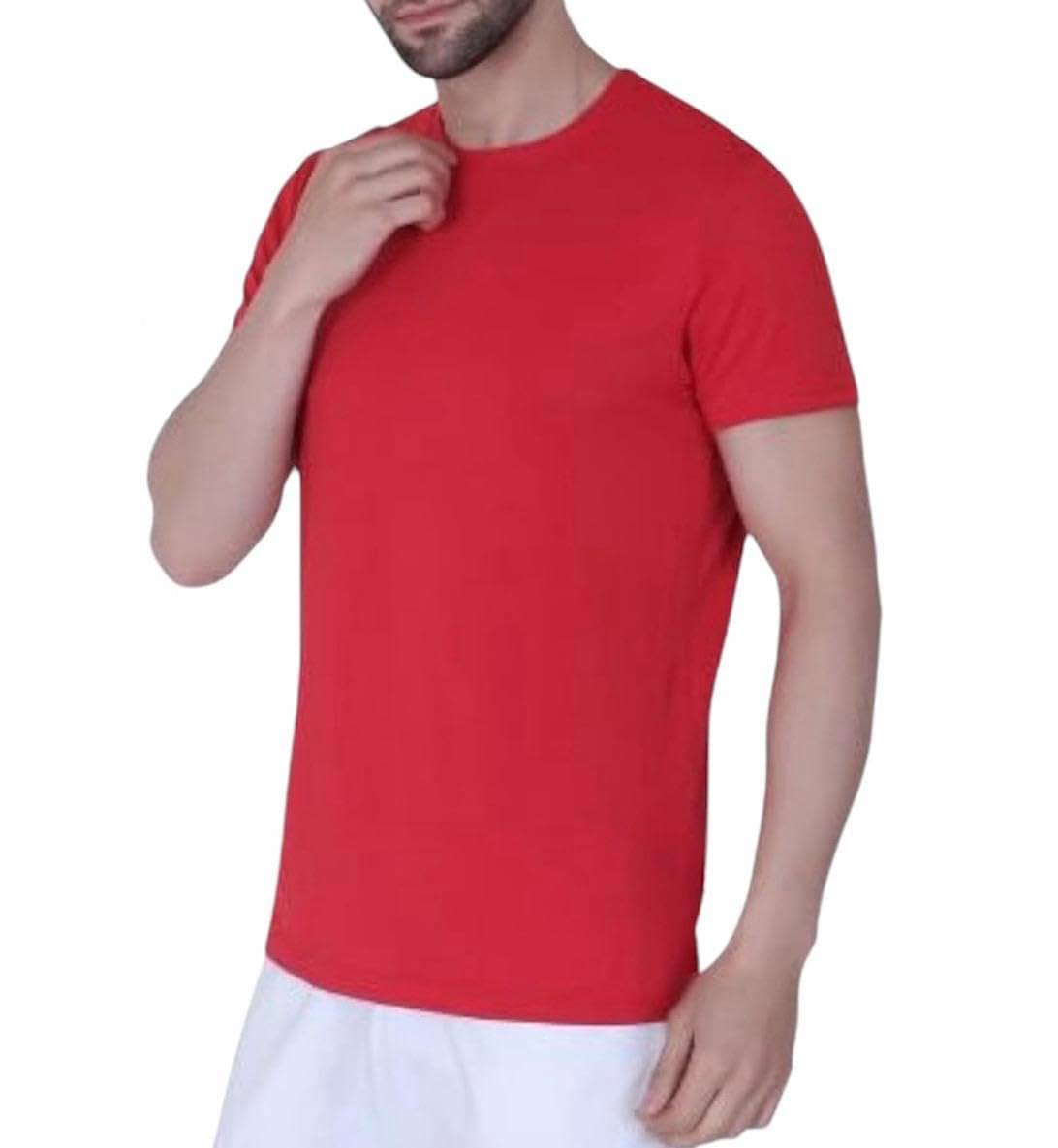     			NEOCARDIN Polyester Regular Fit Solid Half Sleeves Men's Round T-Shirt - Red ( Pack of 1 )