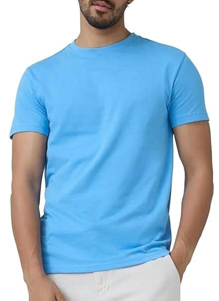     			NEOCARDIN Polyester Regular Fit Solid Half Sleeves Men's Round T-Shirt - Light Blue ( Pack of 1 )