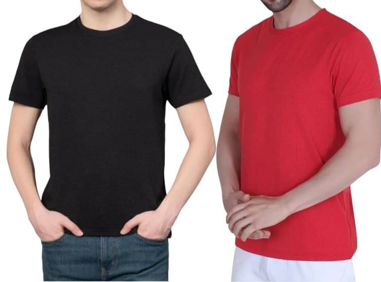     			NEOCARDIN Polyester Regular Fit Solid Half Sleeves Men's Round T-Shirt - Multicolor ( Pack of 2 )