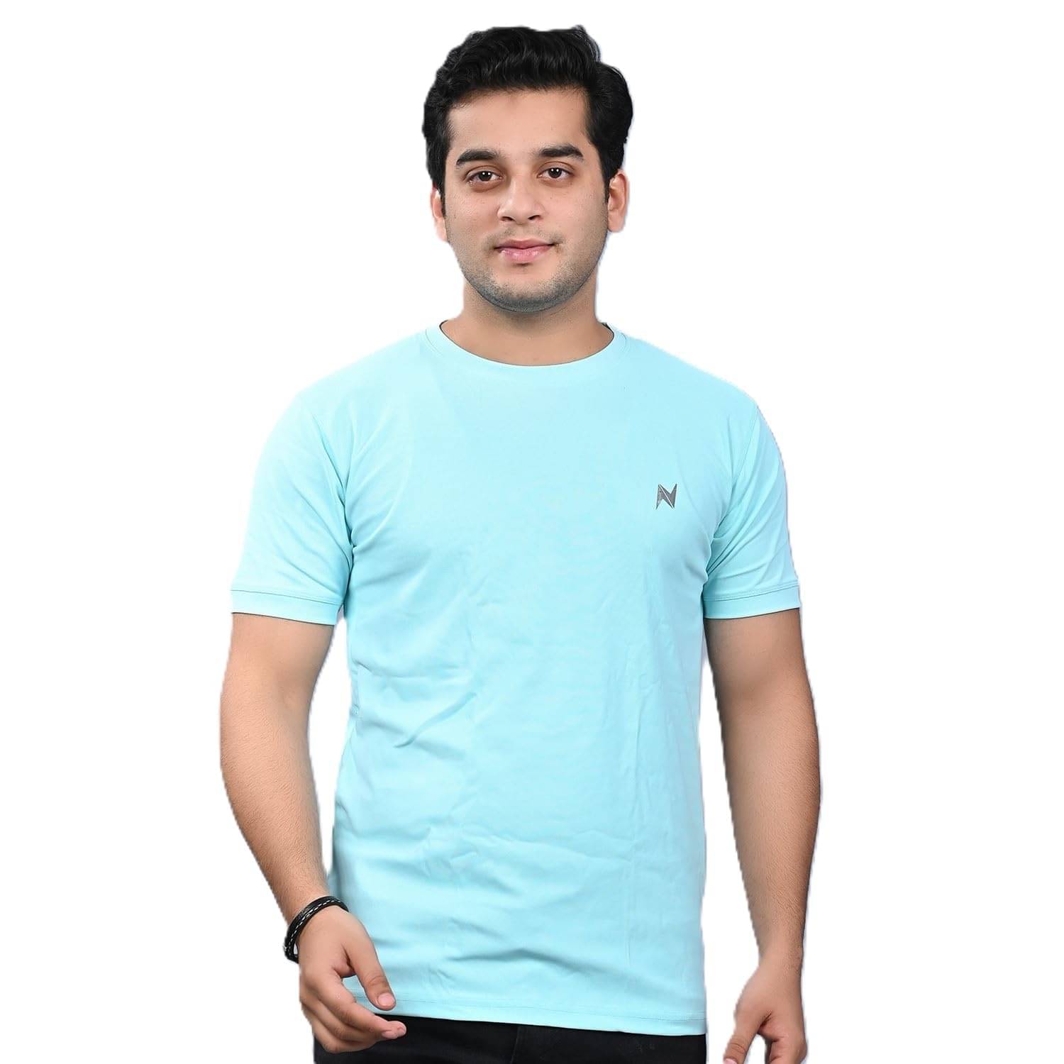     			NEOCARDIN Polyester Regular Fit Solid Half Sleeves Men's Round T-Shirt - Sky Blue ( Pack of 1 )