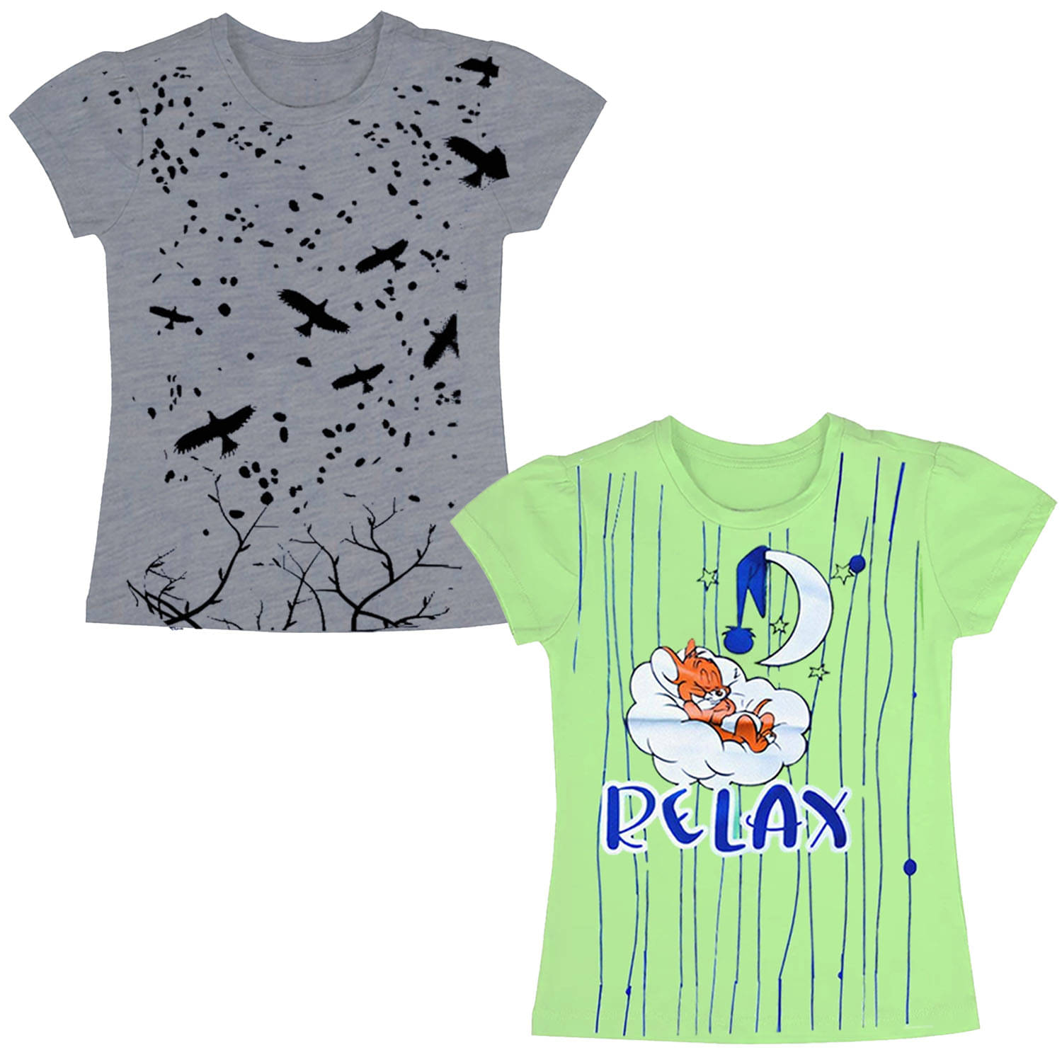     			Neduvel Pack of 2 Girls Cotton T-Shirt ( Multicolor )