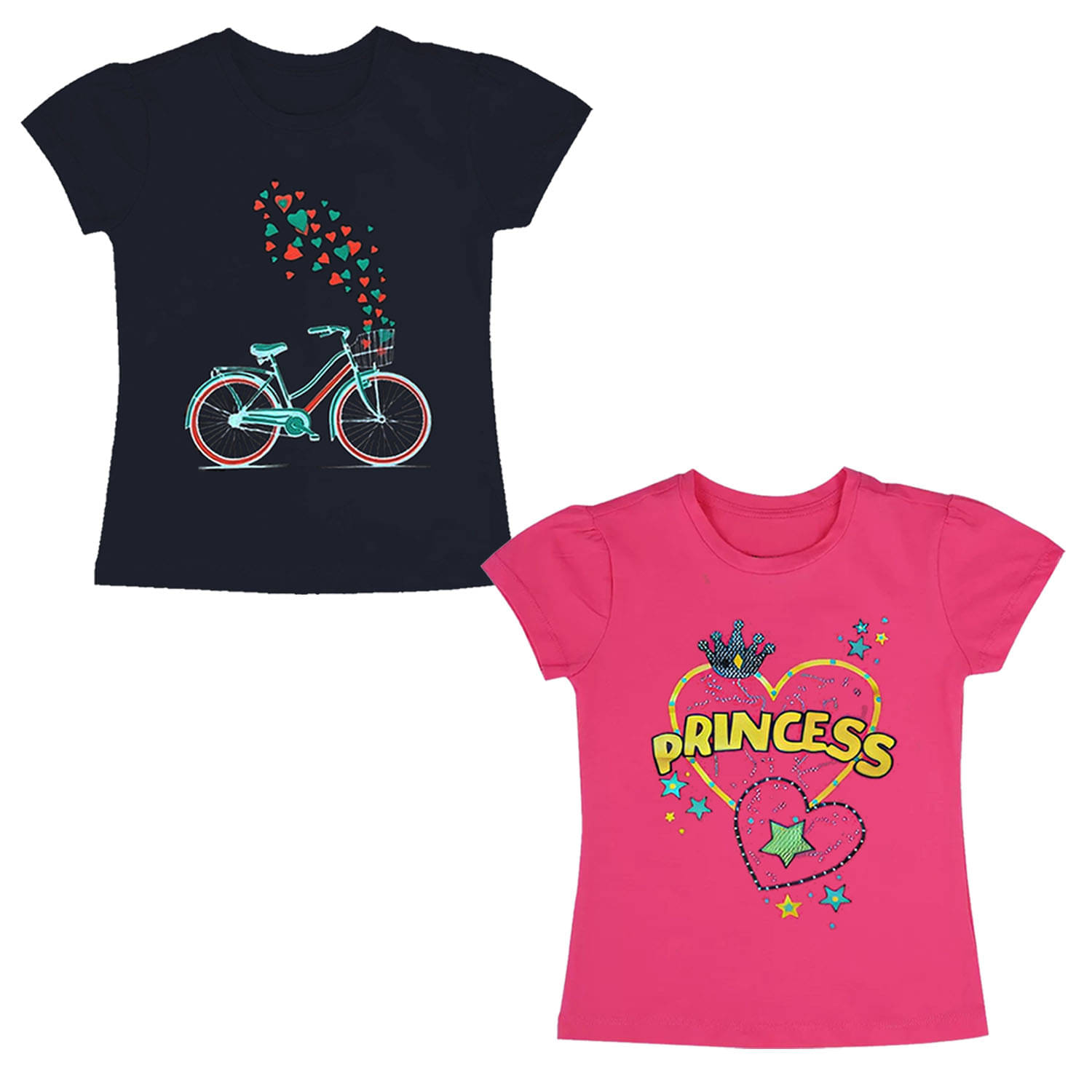     			Neduvel Pack of 2 Girls Cotton T-Shirt ( Multicolor 6 )