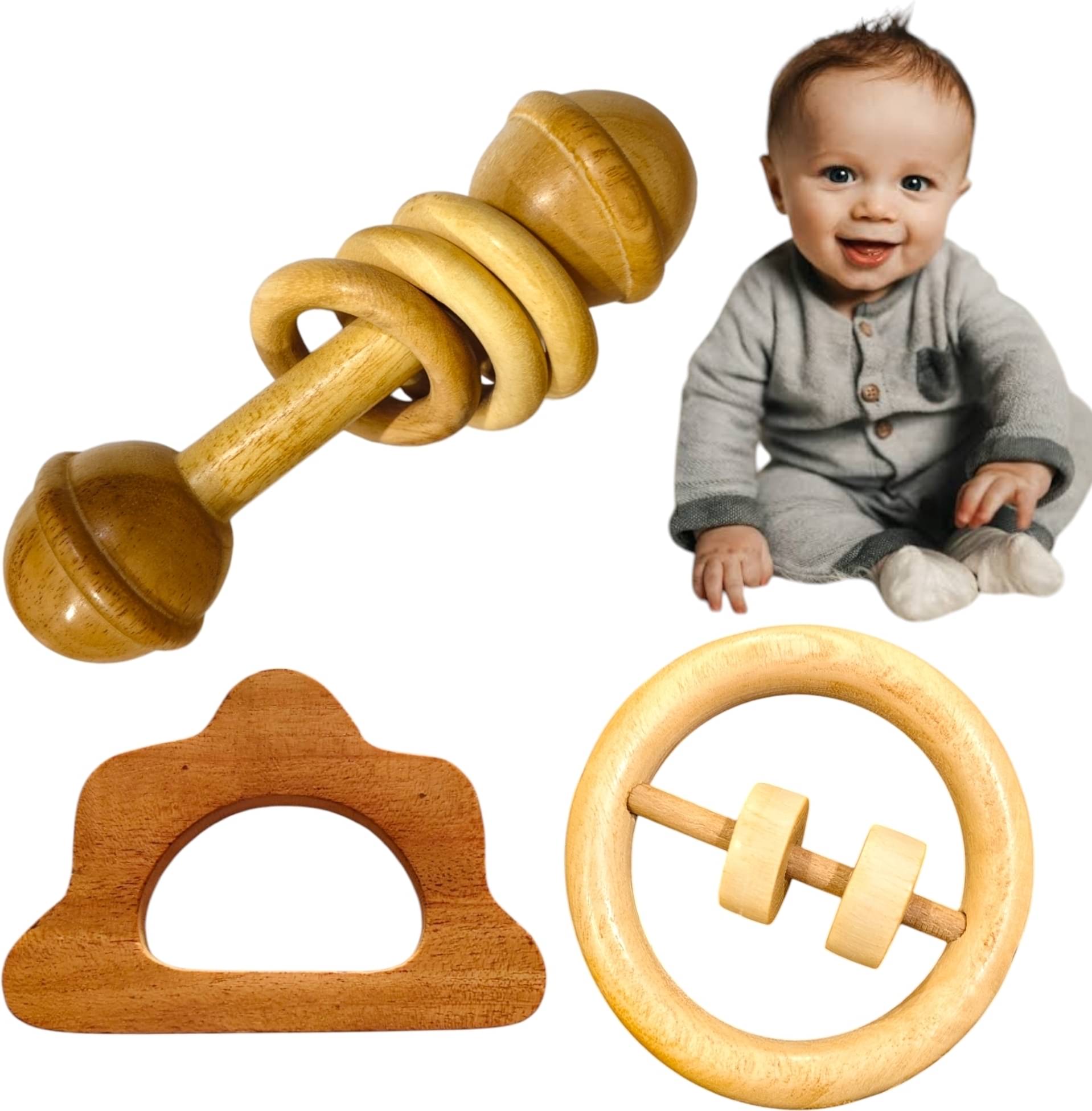 Neem Wood Baby Rattles with baby neem Teether Neem Wood Baby Rattles with baby neem Teether