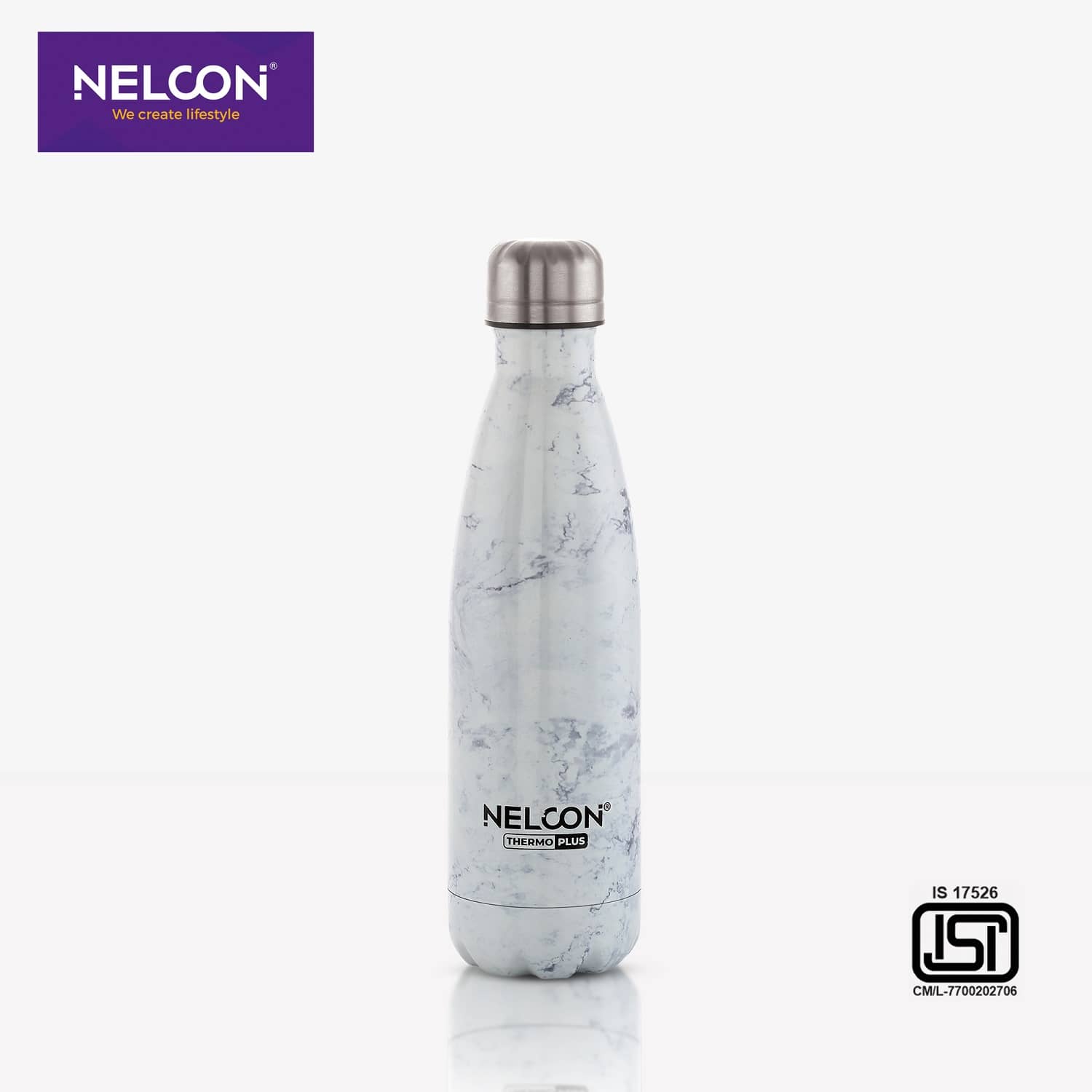 Nelcon SWISS 500ML White Stainless Steel Water Bottle 500 mL ( Set of 1 )