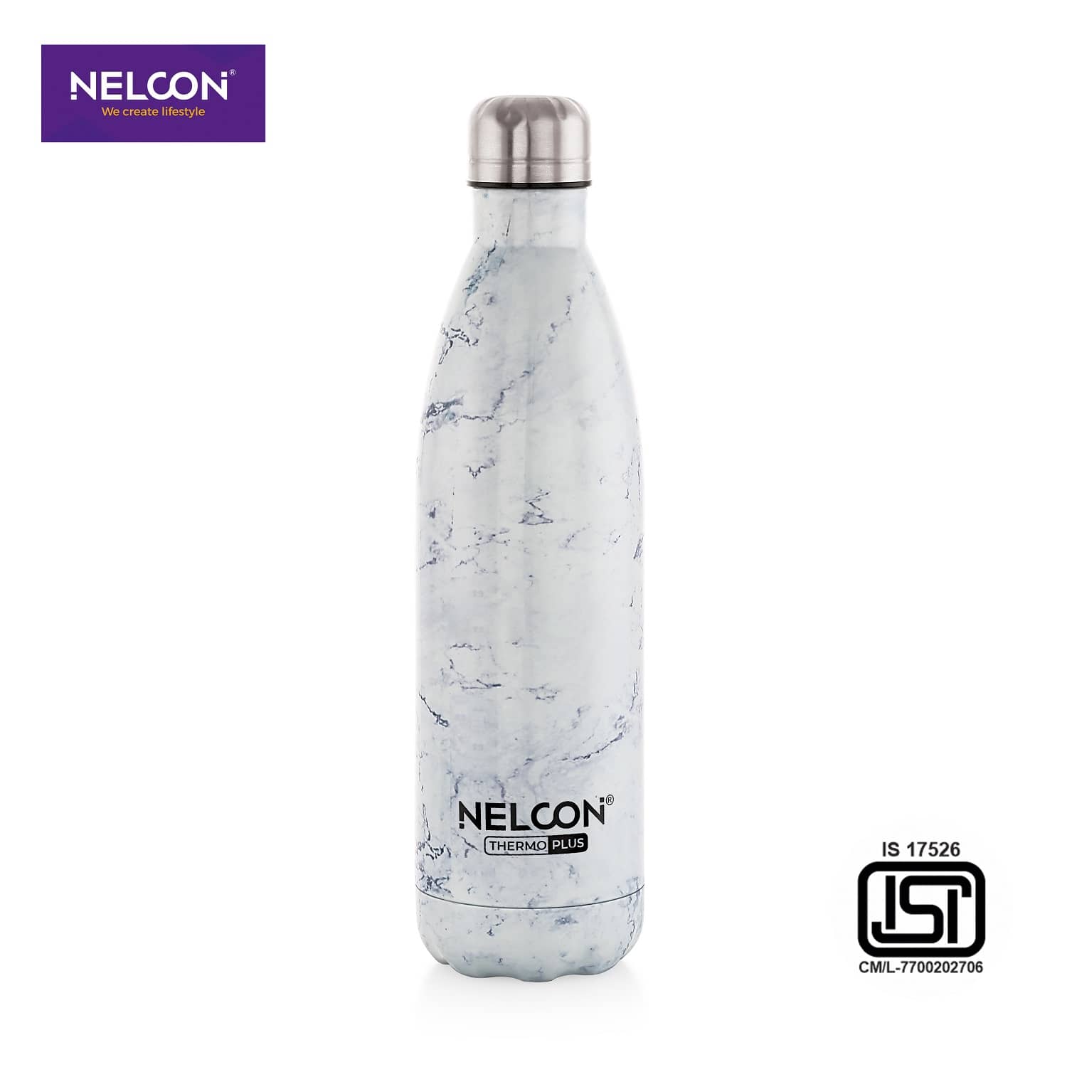 Nelcon SWISS 750ML White Stainless Steel Cola Water Bottle 750 mL ( Set of 1 )