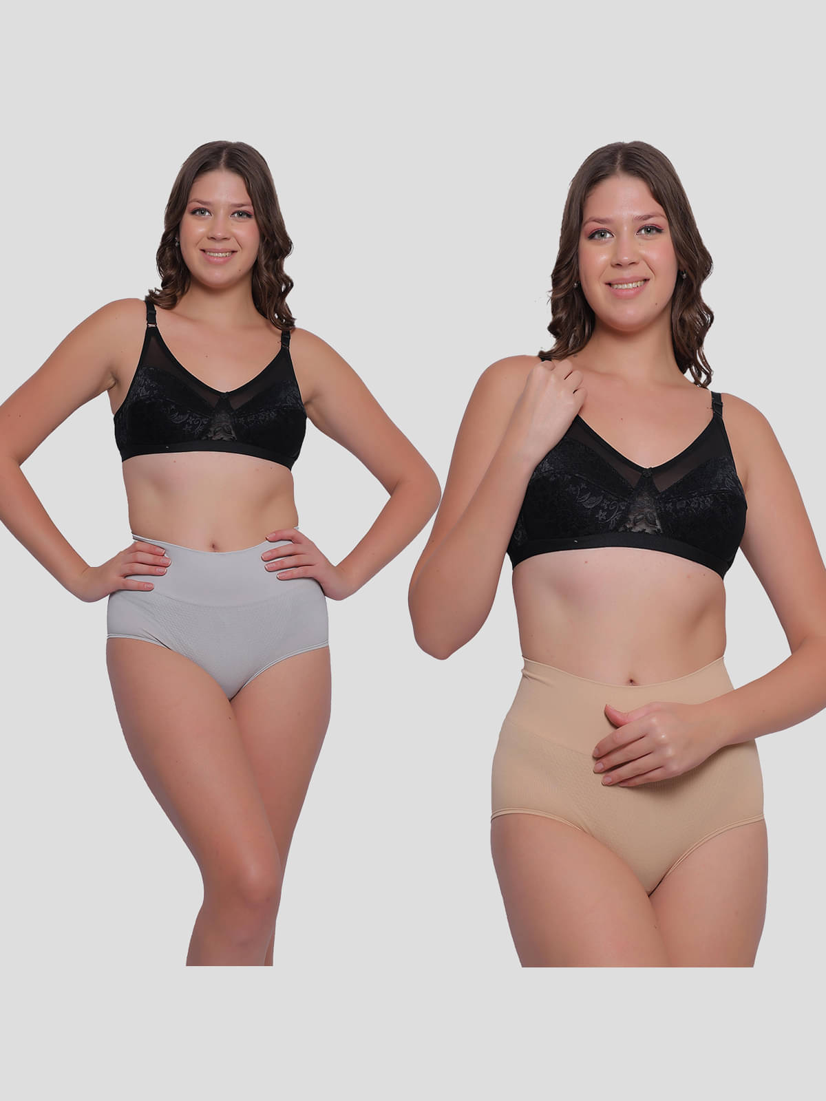 Pia Trends Pack of 2 Cotton Blend Women's Hip Reducer ( Light Grey,Beige ) Pia Trends Pack of 2 Cotton Blend Women's Hip Reducer ( Light Grey,Beige )