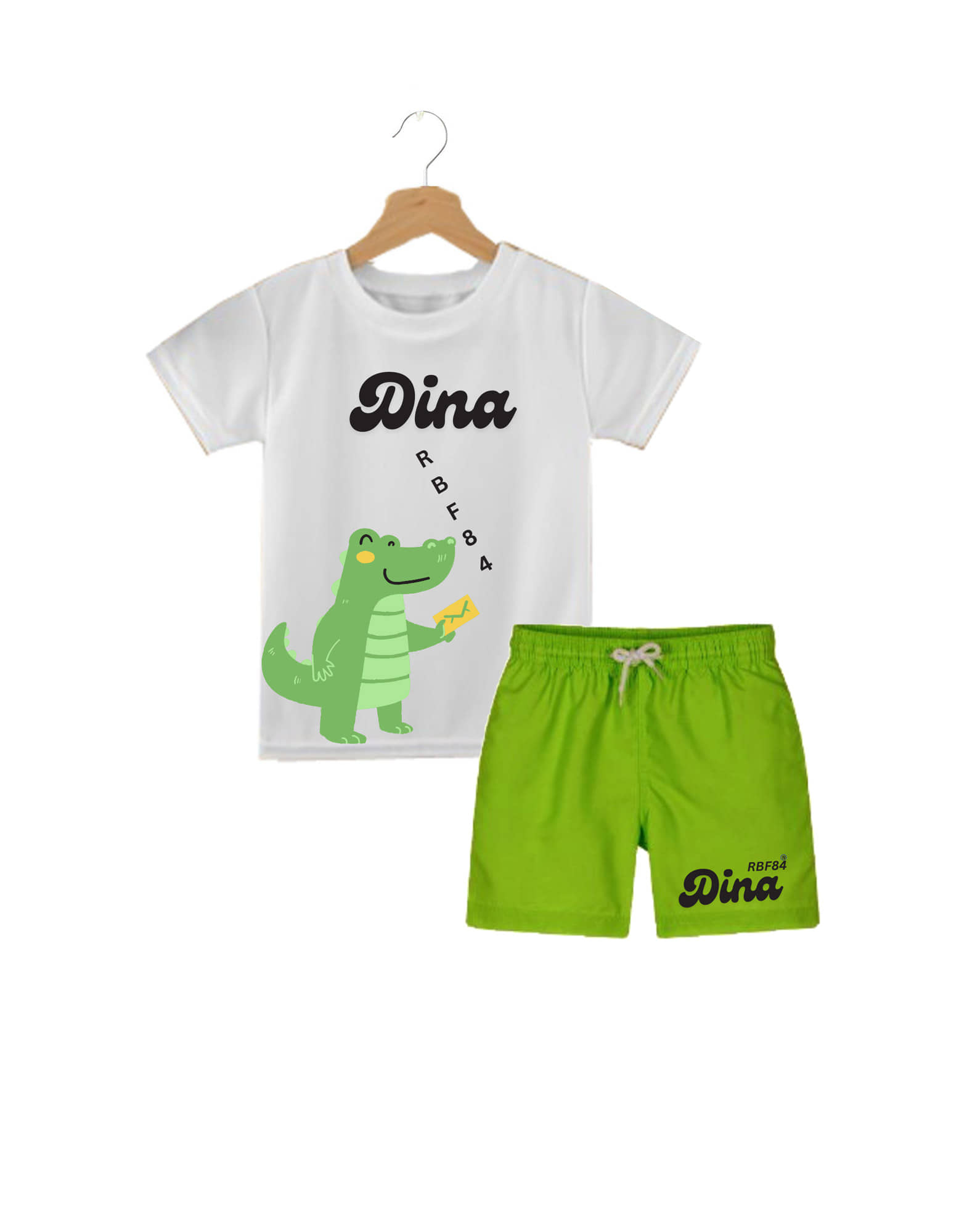 RBF84 Pack of 1 Boys Cotton T-Shirt & Shorts Set ( White )