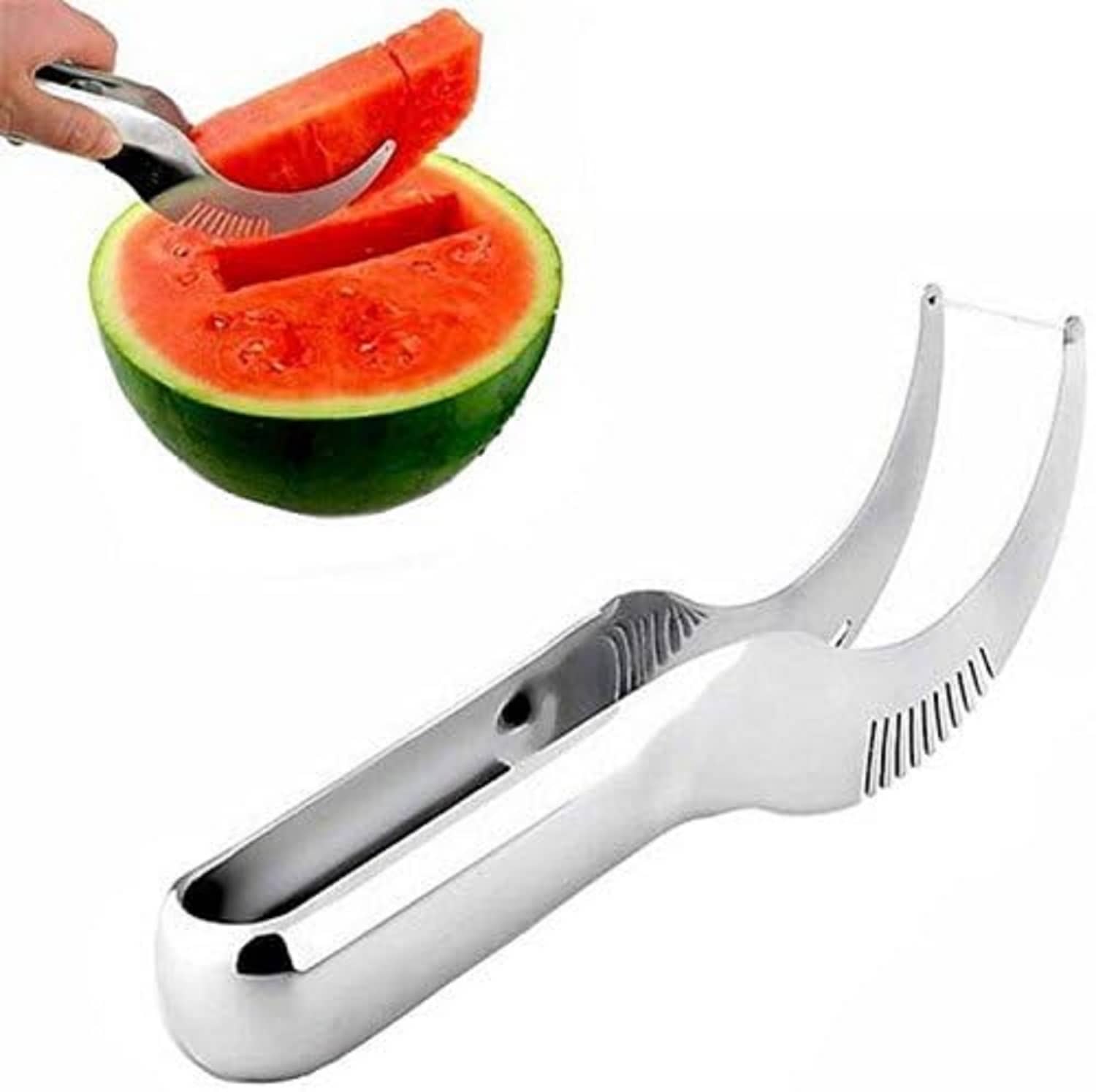 RIVERNEST Stainless Steel Watermelon Cutter & Server, Fruit Slicer