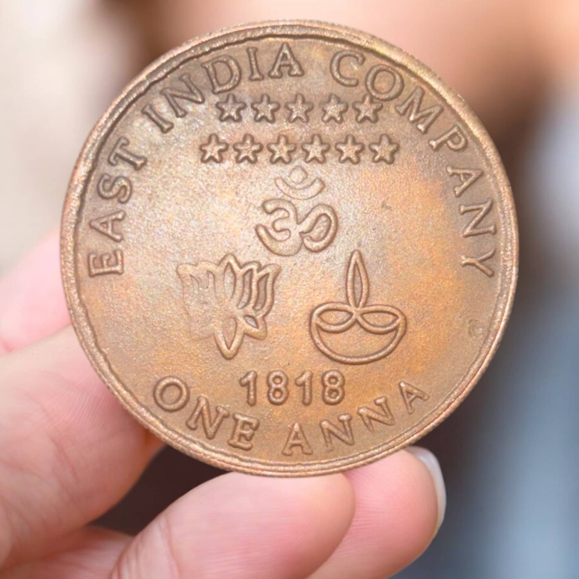 Rare One Anna Coin – East India Company & Lord Hanuman 1818 Temple Token Rare One Anna Coin – East India Company & Lord Hanuman 1818 Temple Token