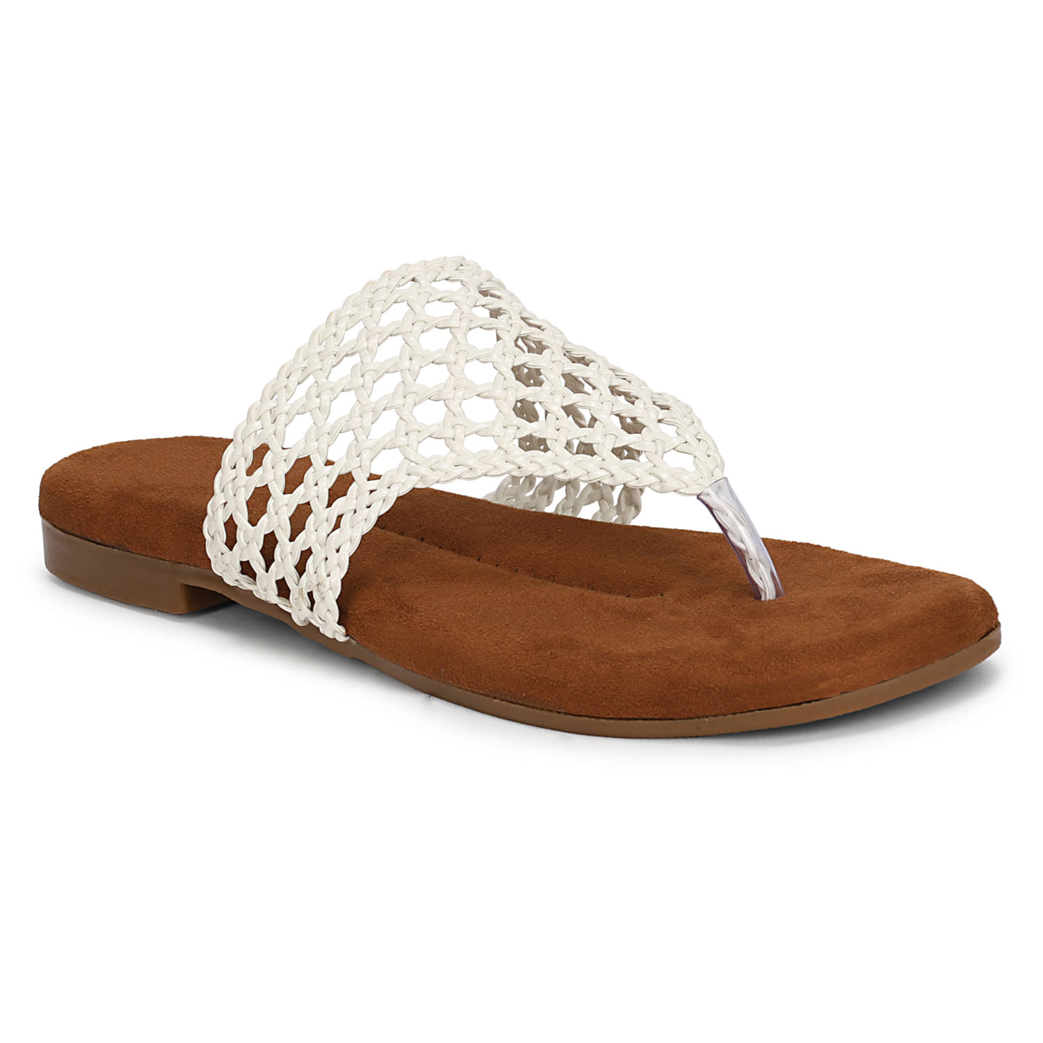     			Saheb White Women's Flats