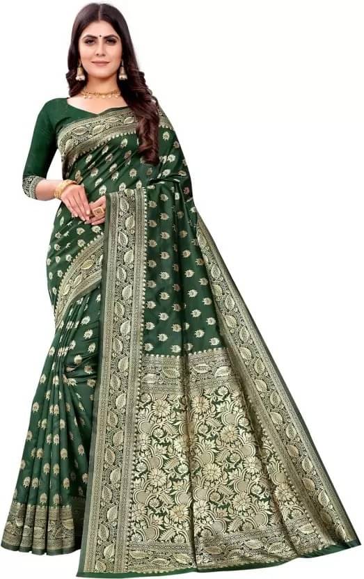 Samai Silk Woven Saree With Unstitched Blouse Piece ( Lime Green ) Samai Silk Woven Saree With Unstitched Blouse Piece ( Lime Green )