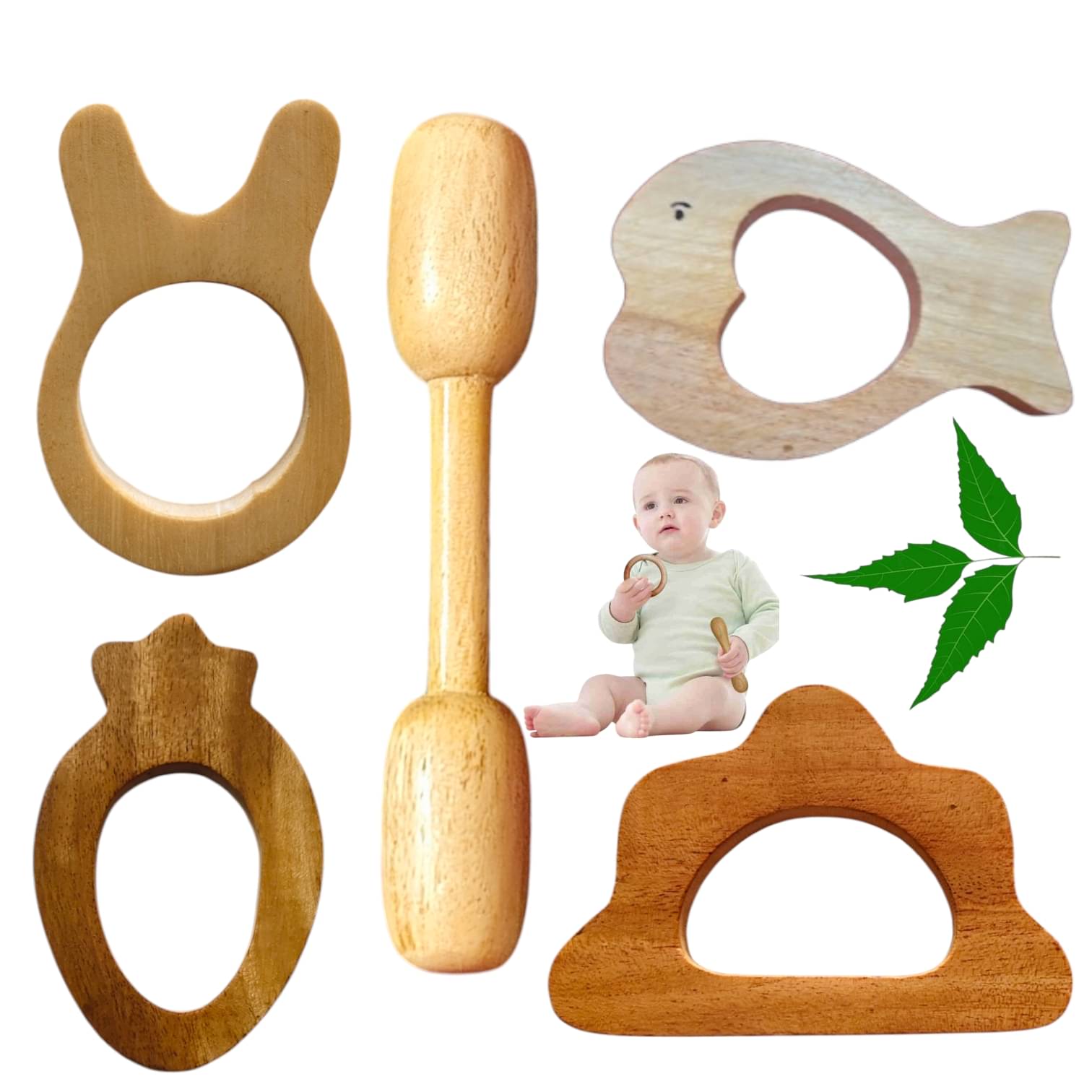     			Shreeja Shilpcraft Wooden Teether ( 5 or more pcs )