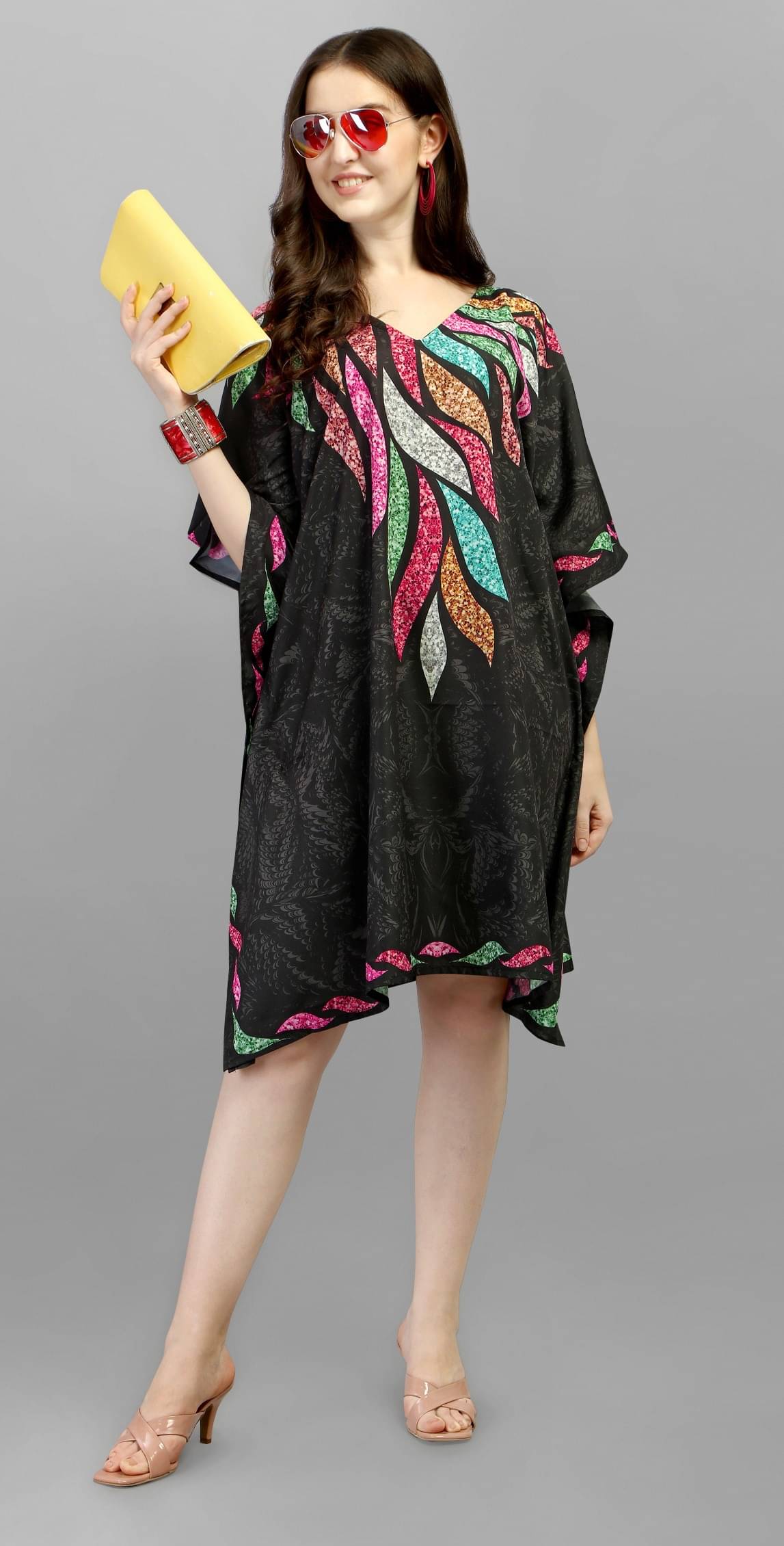 Silksutra Women's Satin Kaftan ( Multi Color ) Silksutra Women's Satin Kaftan ( Multi Color )