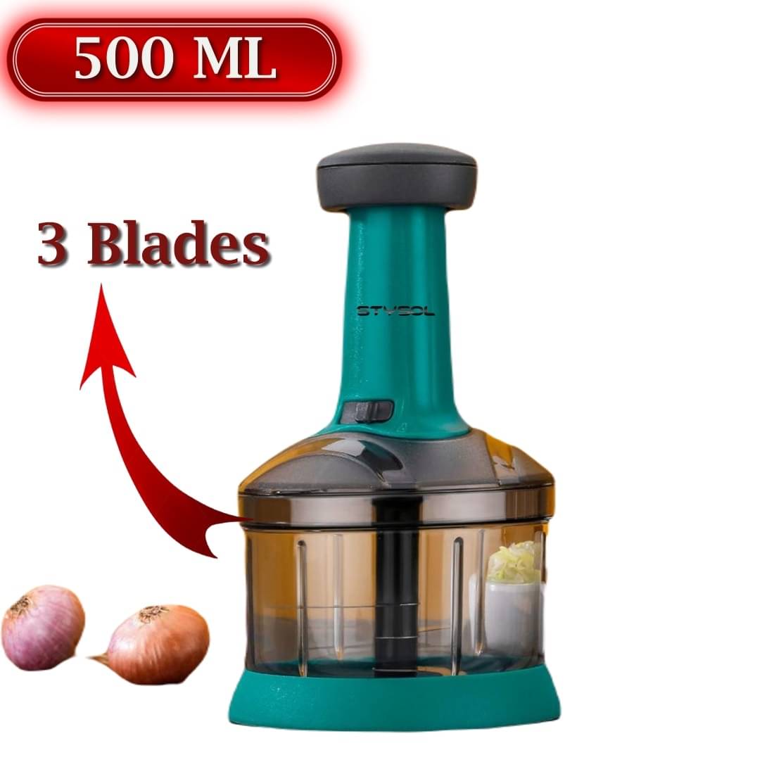 Stysol Push Chopper Green Plastic Mannual Chopper 500 ml ( Pack of 1 ) Stysol Push Chopper Green Plastic Mannual Chopper 500 ml ( Pack of 1 )